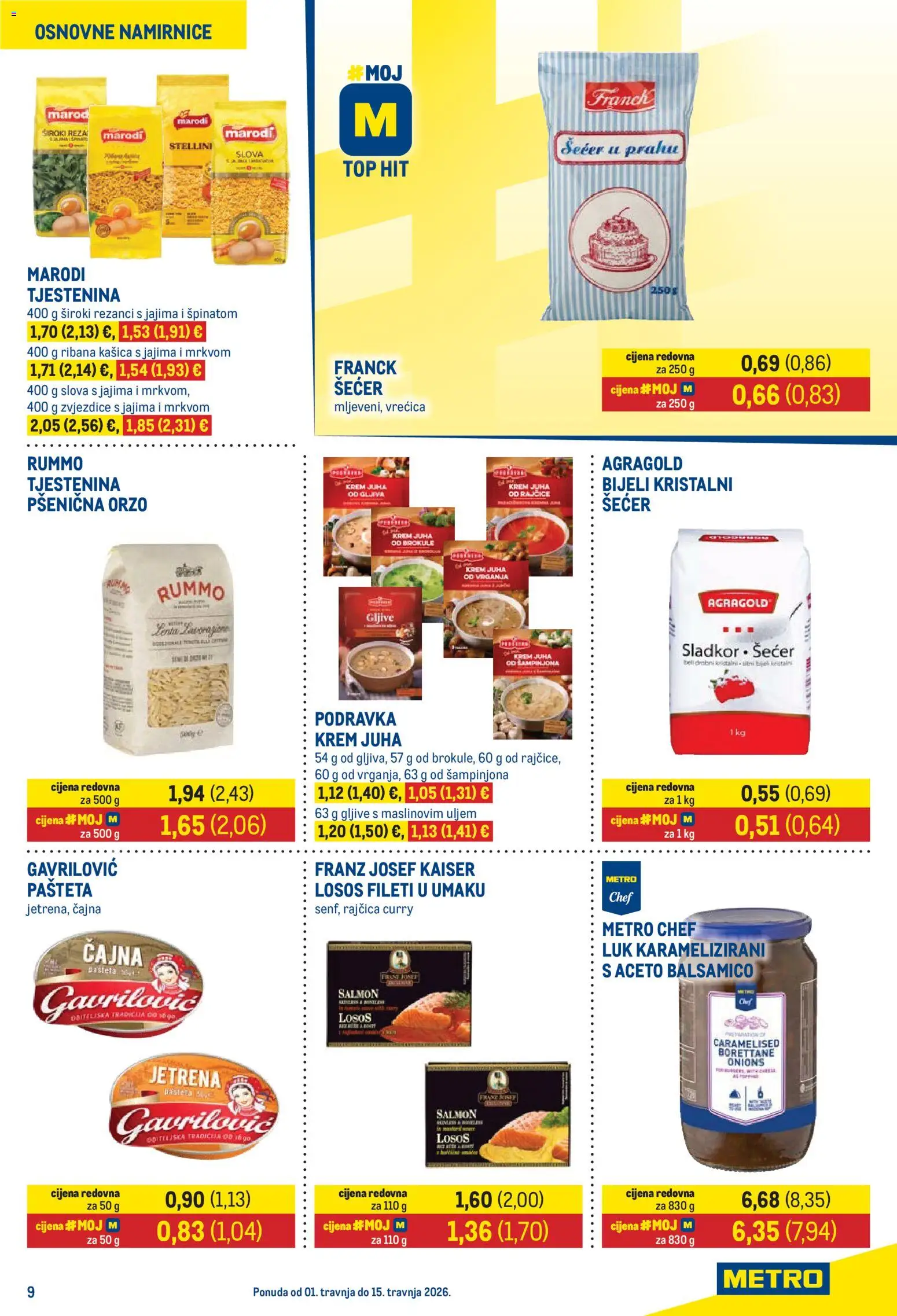 Metro katalog | vrijedi od 01.04.2026 | Stranica: 9 | Proizvodi: Podravka, Rajčice, Pašteta, Balsamico