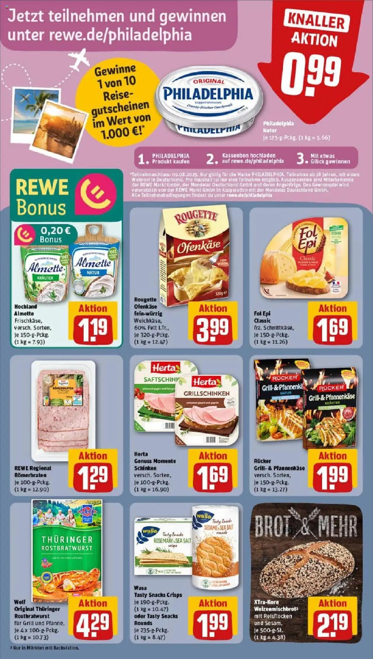 Rewe prospekt Weimar	 - gültig ab dem 03.08.2025 | Seite: 14 | Produkte: Almette, Philadelphia, Rougette ofenkase, Brot