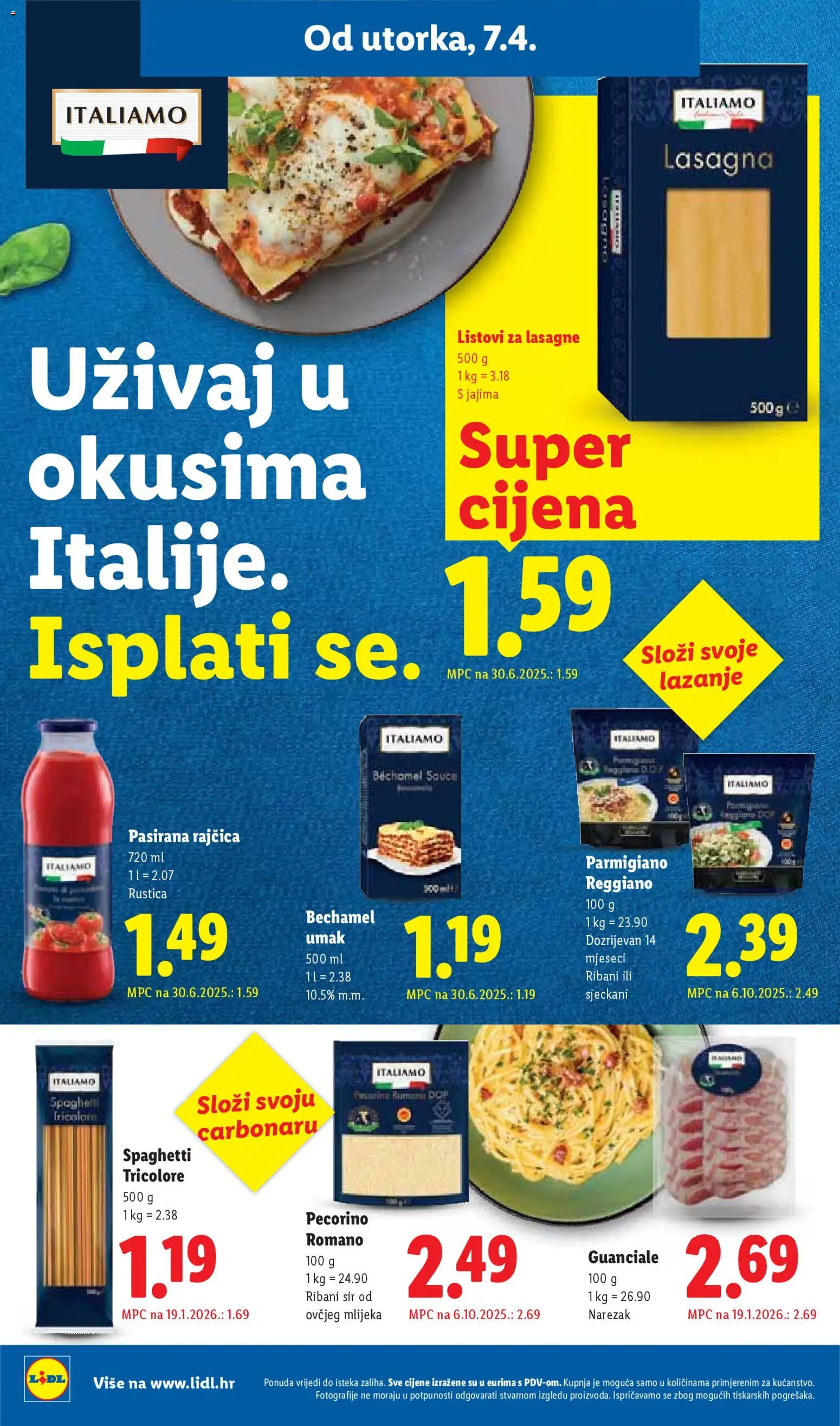 Lidl katalog | vrijedi od 07.04.2026 | Stranica: 10 | Proizvodi: Lasagne, Sir, Narezak, Umak
