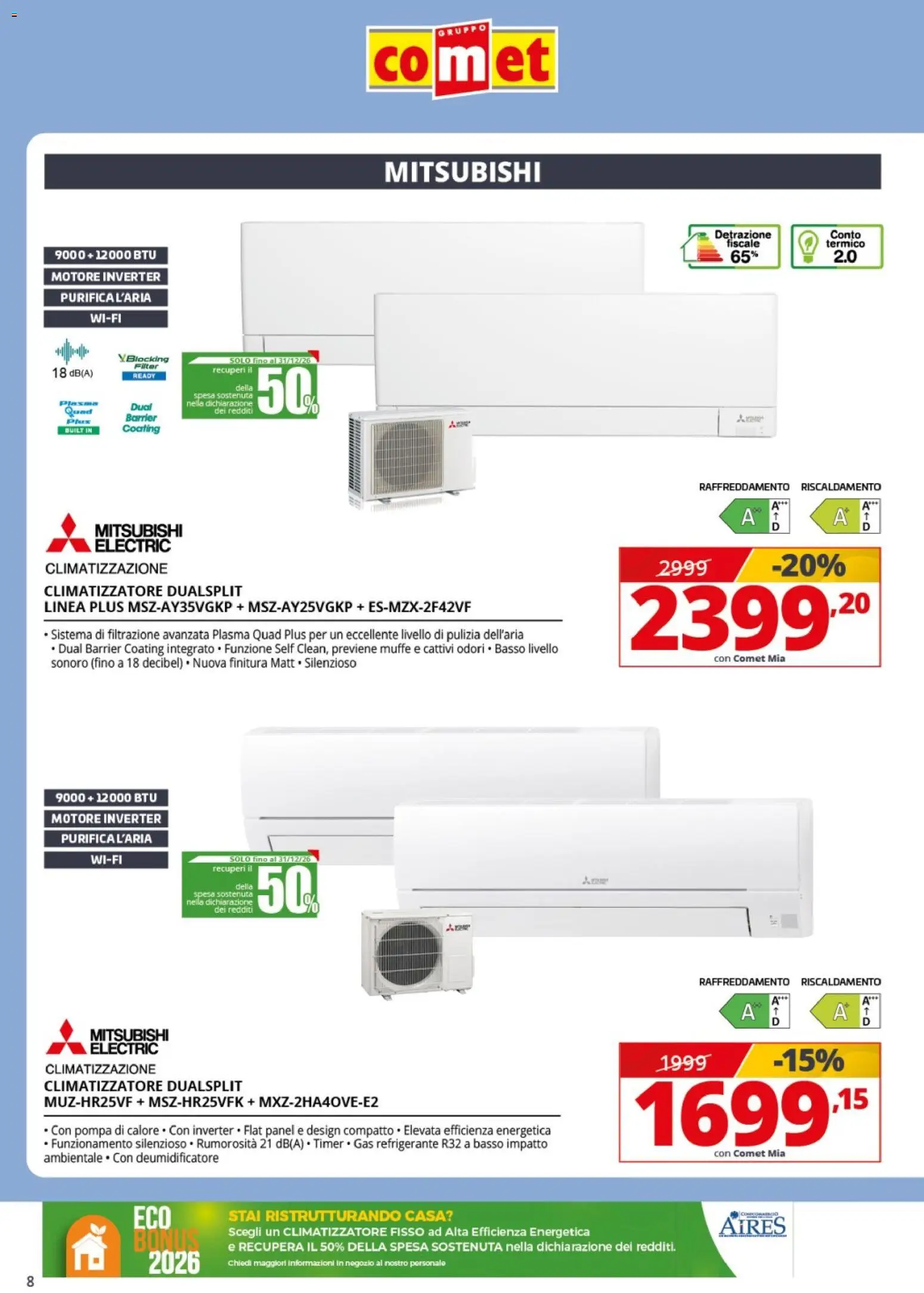 Volantino Comet del 20.03.2026 | Pagina: 8 | Prodotti: Climatizzatore, Deumidificatore