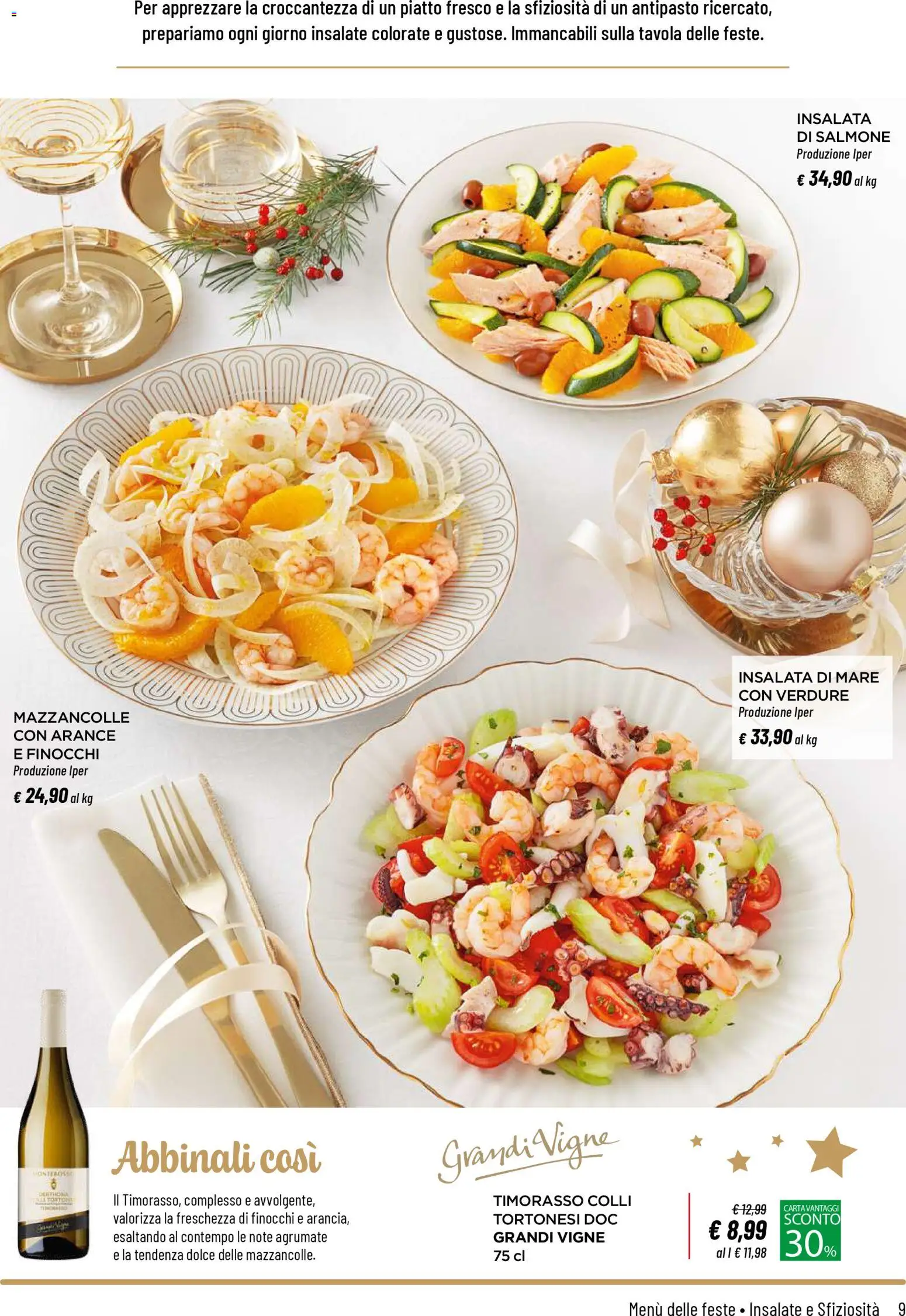 Volantino Iper del 04.12.2025 | Pagina: 9 | Prodotti: Salmone, Arance, Mazzancolle, Verdure