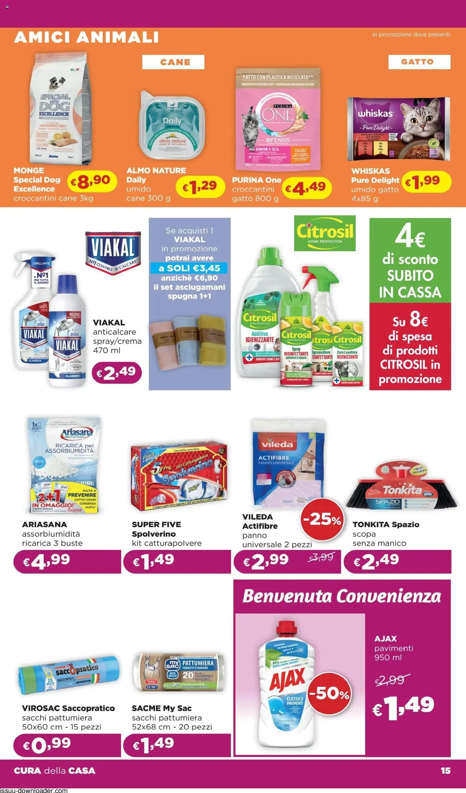 Volantino La Saponeria del 09.04.2026 | Pagina: 15 | Prodotti: Sacco rifiuti, Anticalcare, Sgrassatore, Scopa