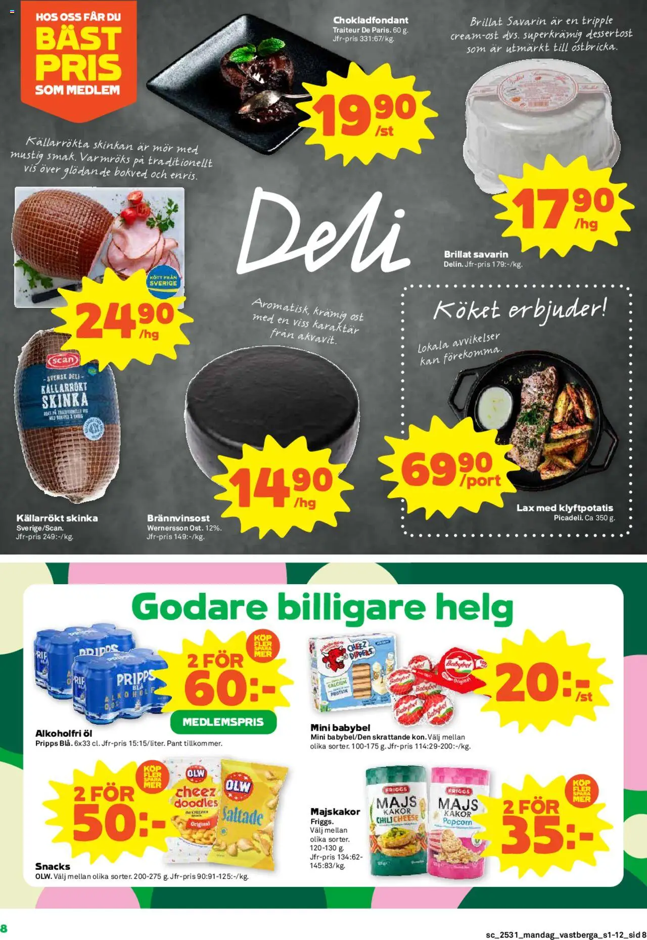 Coop Forum reklamblad aktuell från 28.07.2025 | Sida: 8 | Produkter: Ost, Skinka, Öl, Popcorn