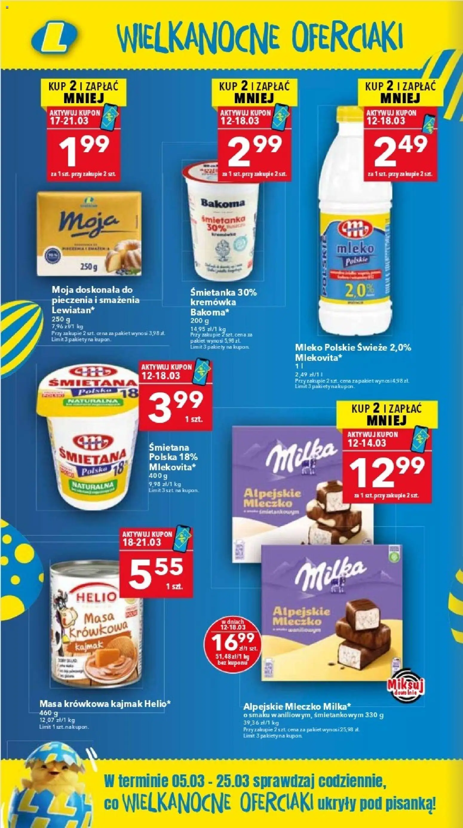Lewiatan gazetka - Warszawa od 12.03.2026 | Strona: 14 | Produkty: Milka, Kajmak, Mleko, Śmietana