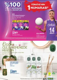 01.03.2026 tarihinden itibaren geçerli olan Metro kataloğu önizlemesi | Sayfa: 51 | Ürünler: Hijyenik ped, Diş macunu, Karanfil, Nane