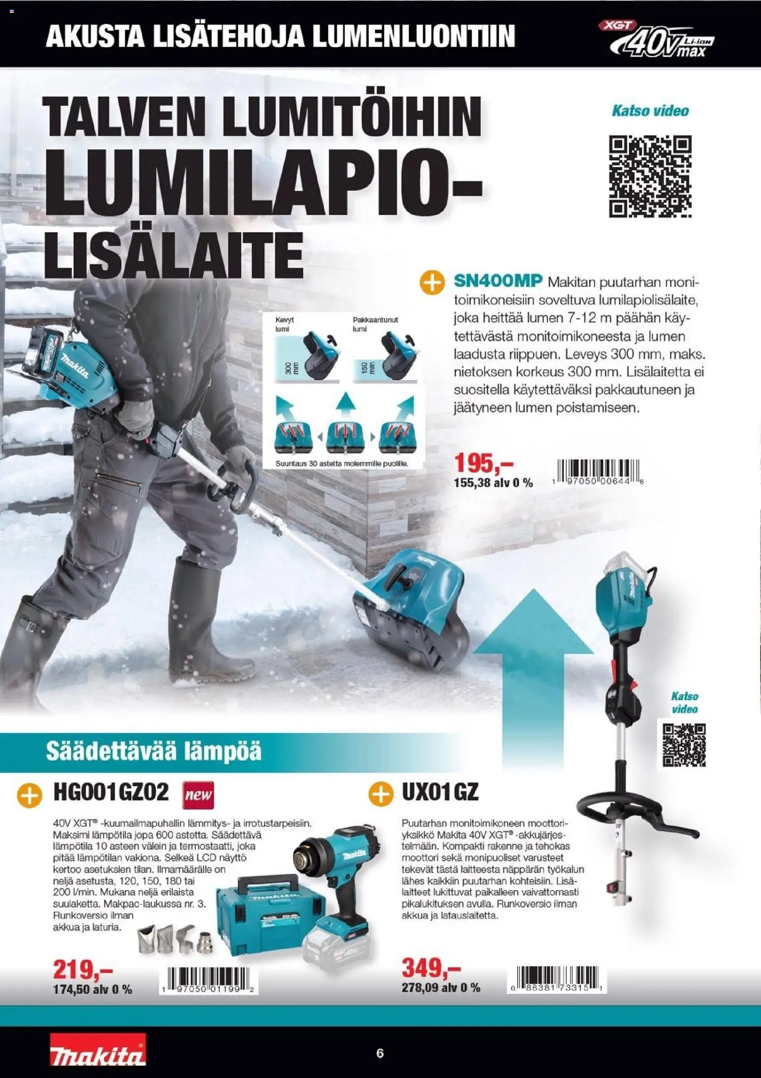 Makita tarjoukset – voimassa 01.01.2026 alkaen | Sivu: 6 | Tuotteet: Näyttö, Video
