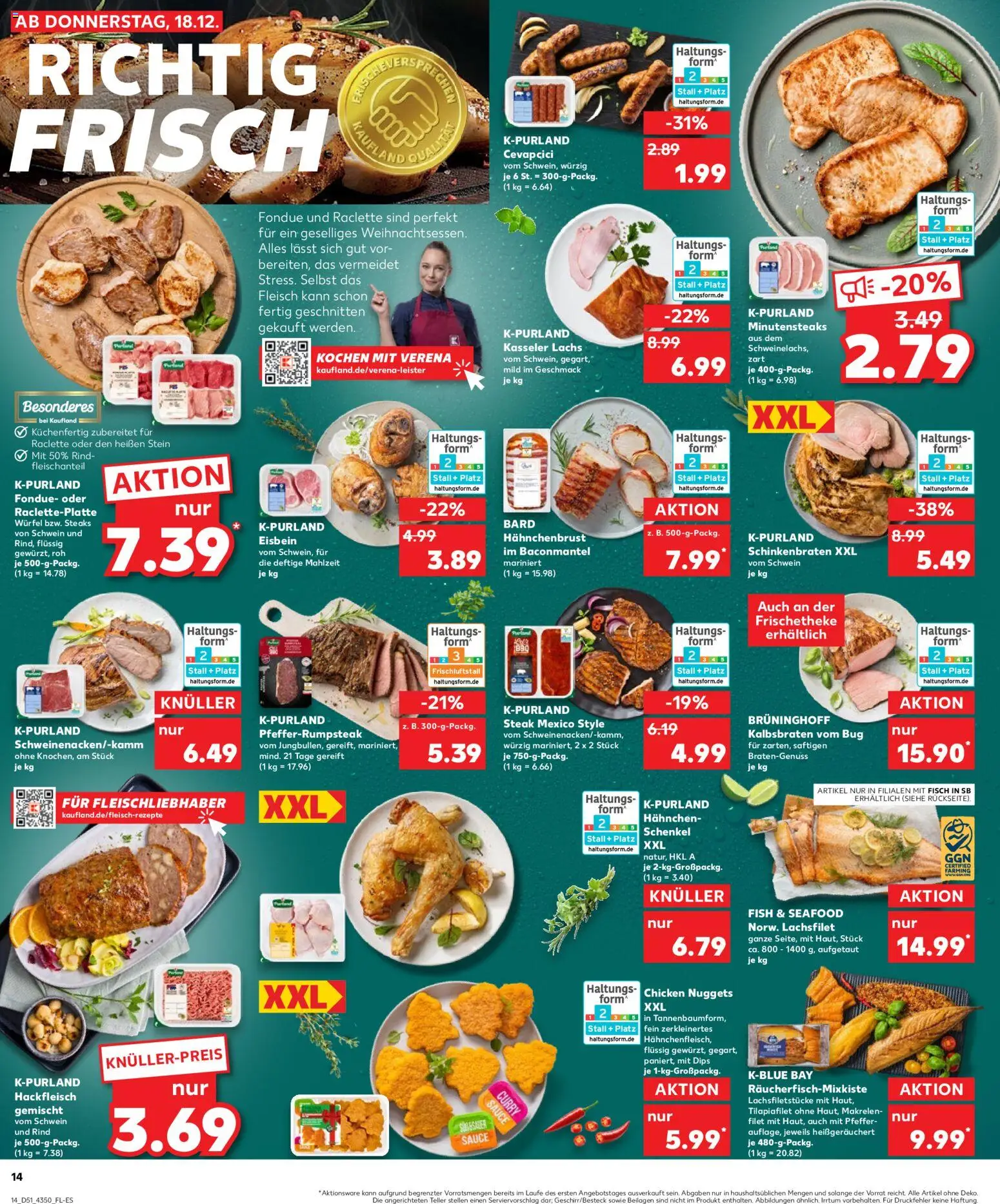Kaufland prospekt Potsdam	 – gültig ab 18.12.2025 | Seite: 14 | Produkte: Cevapcici, Pfeffer, Raclette, Steak