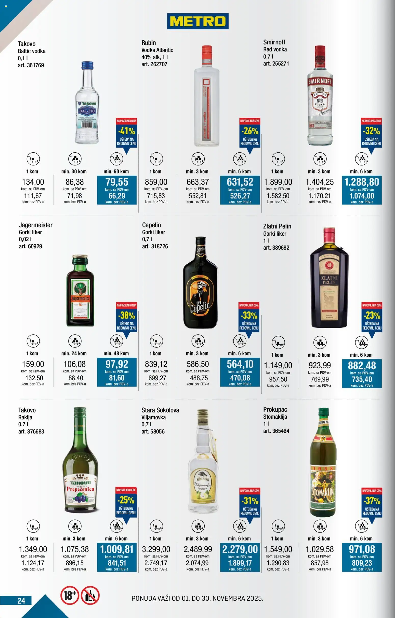 Metro katalog - važi od 01.11.2025 | Strana: 24 | Proizvode: Liker, Rakija, Vodka