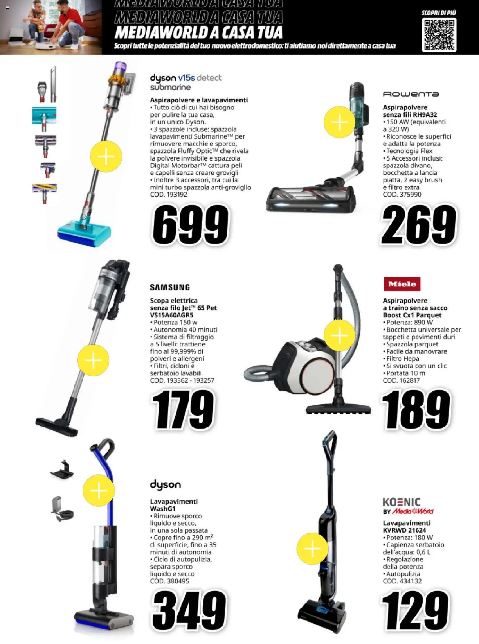 Volantino Media World del 12.11.2025 | Pagina: 29 | Prodotti: Spazzola, Scopa elettrica, Miele, Samsung