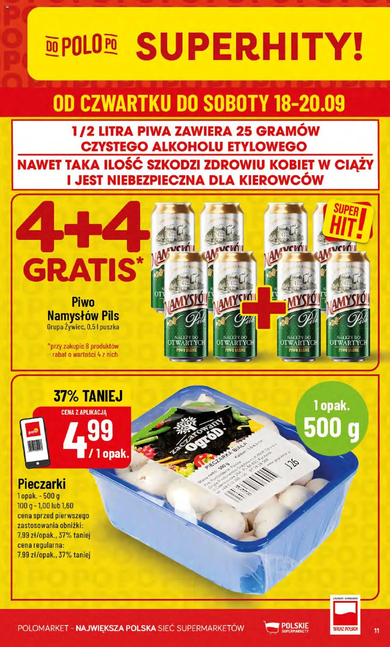 POLOmarket Gazetka od 17.09.2025 | Strona: 11 | Produkty: Pieczarki, Piwo, Piwo Namysłów