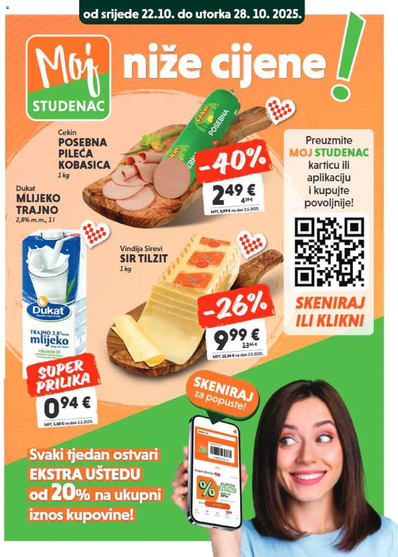 Studenac katalog | vrijedi od 22.10.2025 | Stranica: 3 | Proizvodi: Vindija, Mlijeko, Sir, Kobasica