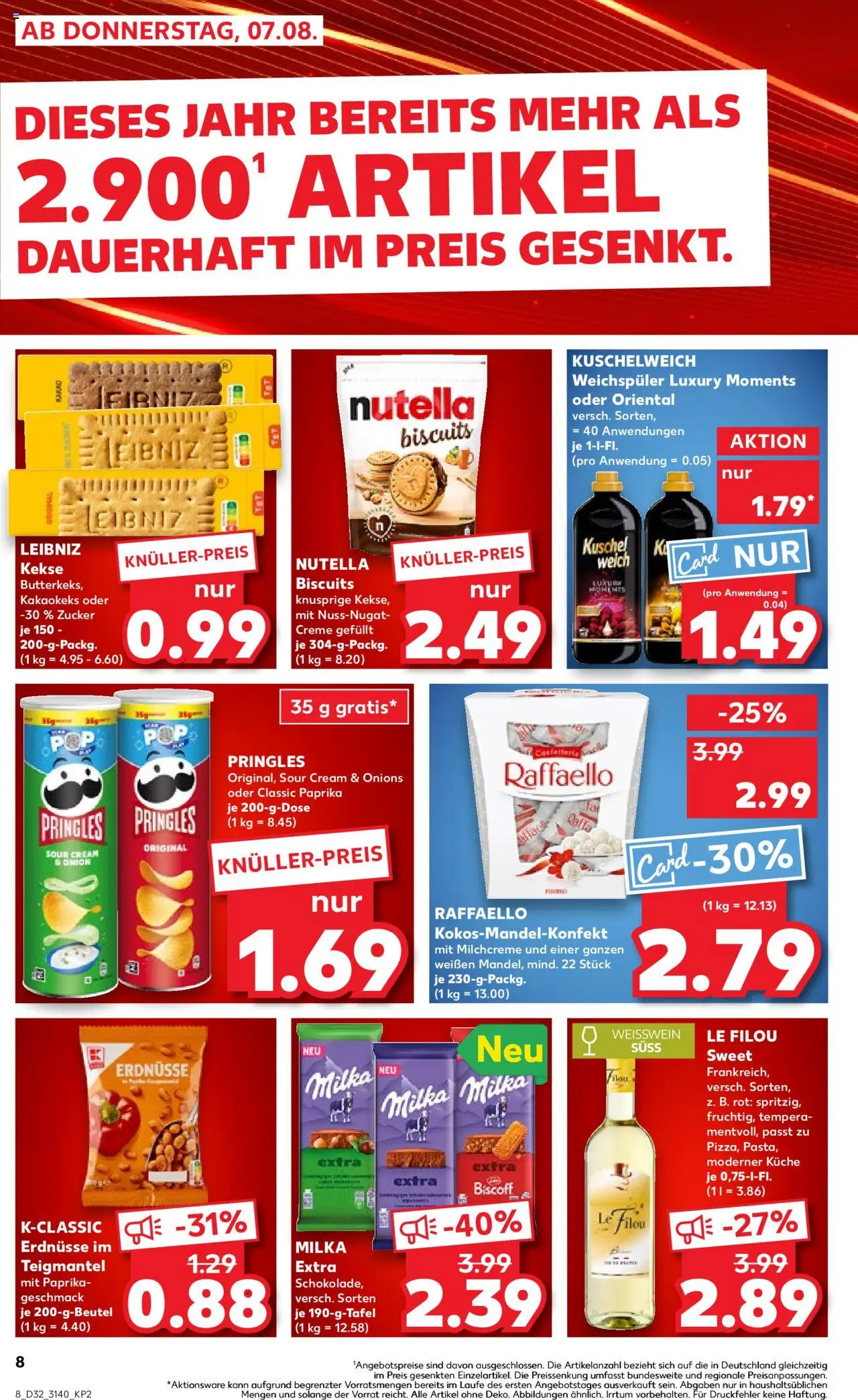 Kaufland prospekt Leipzig	 - gültig ab dem 07.08.2025 | Seite: 8 | Produkte: Erdnüsse, Paprika, Pringles, Kekse