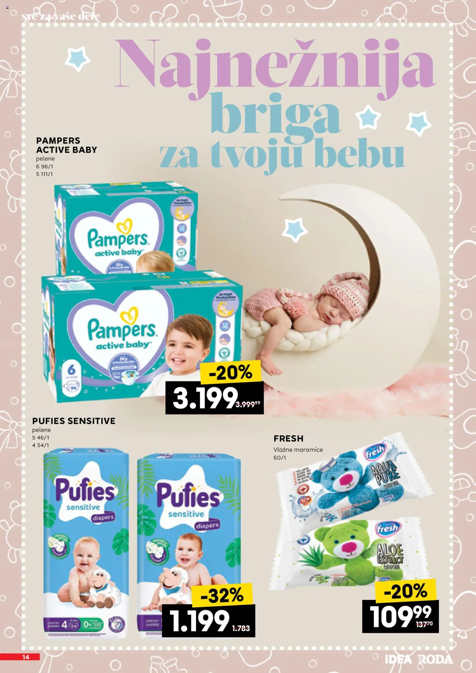 Roda katalog - važi od 19.02.2026 | Strana: 14 | Proizvode: Pampers, Vlažne maramice, Pelene