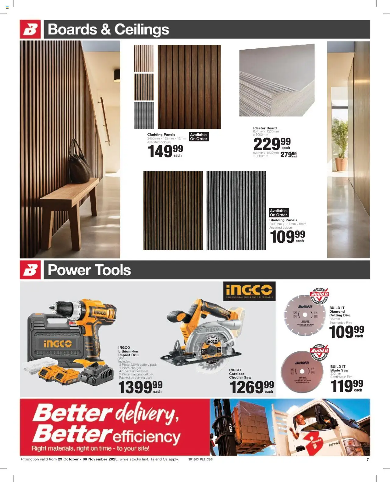 New Build It catalogue – valid from 23.10.2025 | Page: 7 | Products: Case, Drill, Charger, Cladding