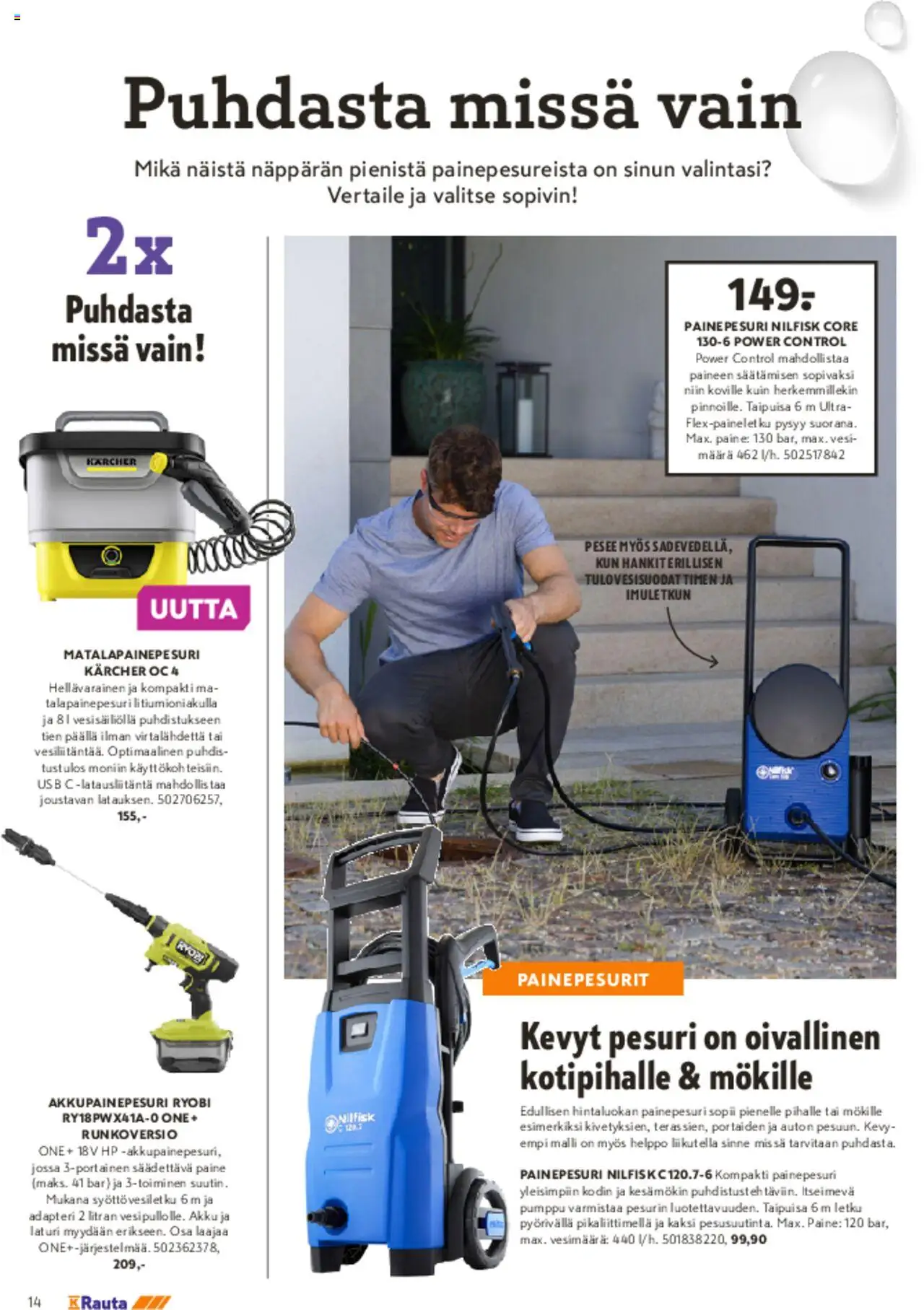  | Sivu: 14 | Tuotteet: Painepesuri, Akku, Pumppu, Laturi