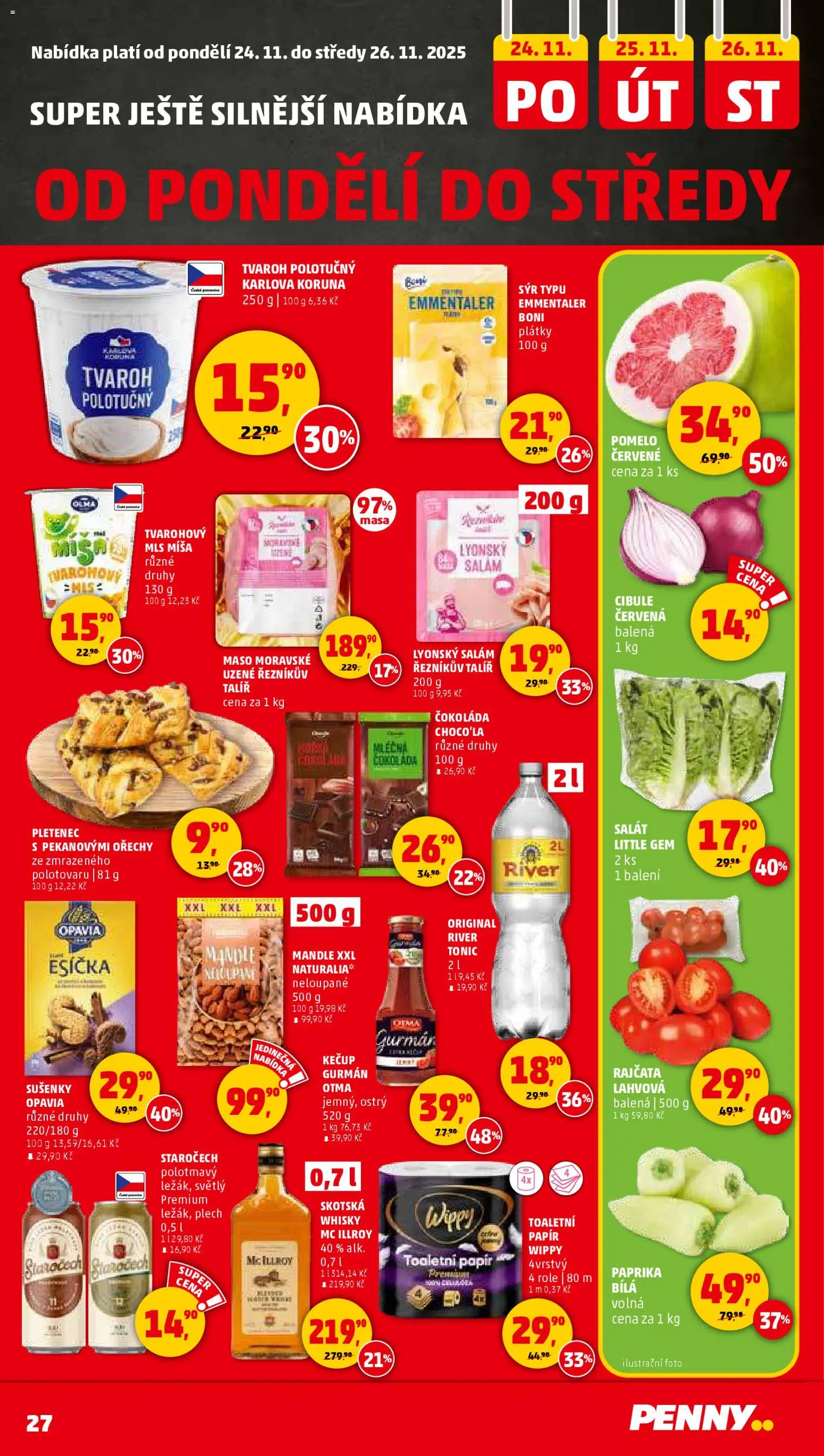 Penny Market leták - Čtvrtečník od 20.11.2025 | Strana: 27 | Produkty: Pomelo, Whisky, Mandle, Maso