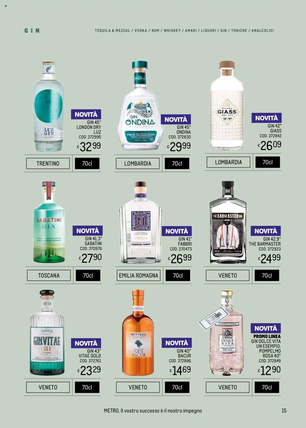 Volantino Metro del 09.05.2025 | Pagina: 15 | Prodotti: Gin, Pompelmo, Tequila, The