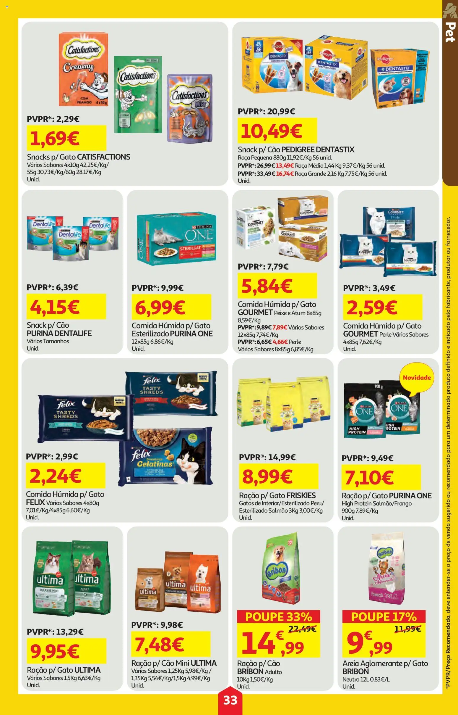Auchan folheto │ válido de 09.04.2026 | Página: 33 | Produtos: Purina one, Areia, Salmão, Peixe