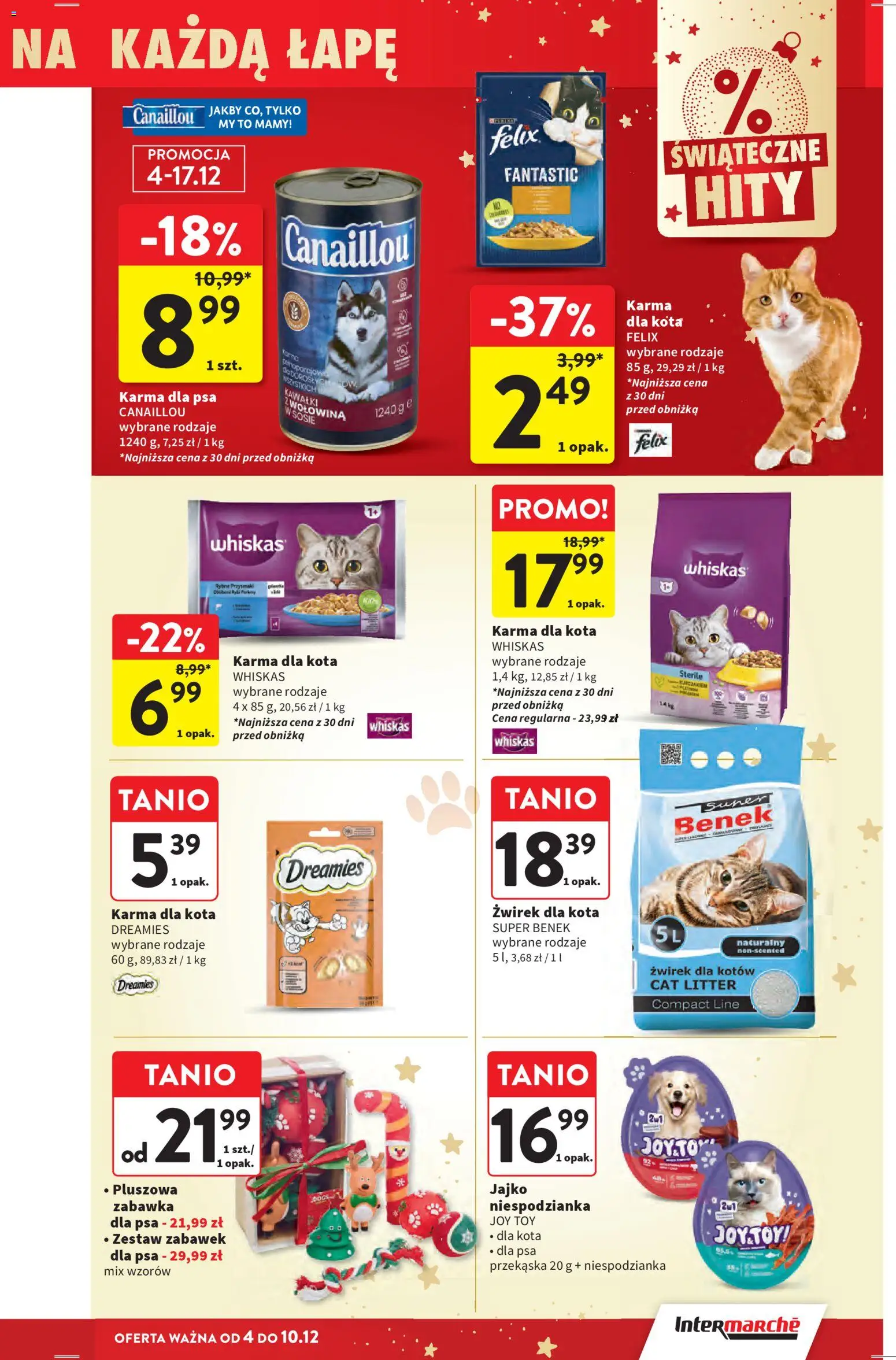 Intermarche Gazetka od 04.12.2025 | Strona: 57 | Produkty: Żwirek dla kota, Karma dla kota, Karma dla psa