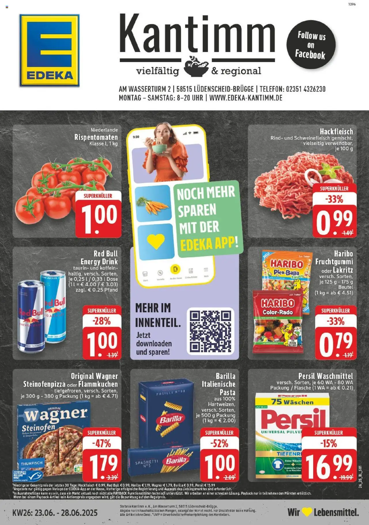 Edeka prospekt Lüdenscheid	 - gültig ab dem 22.06.2025 | Seite: 1 | Produkte: Barilla, Zucker, Telefon, Persil