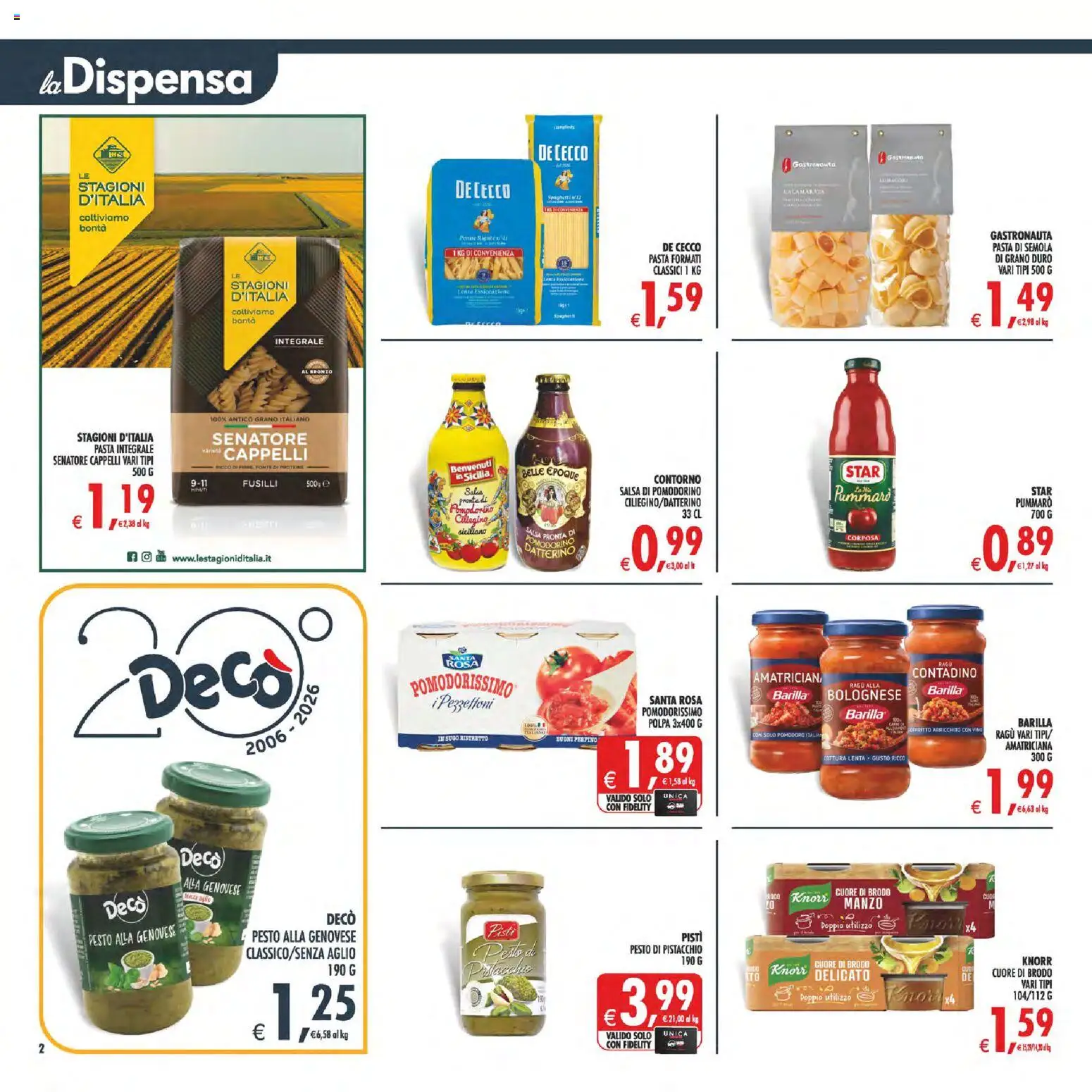 Volantino Decò del 17.04.2026 | Pagina: 2 | Prodotti: Salsa, Aglio, Pesto, Penne