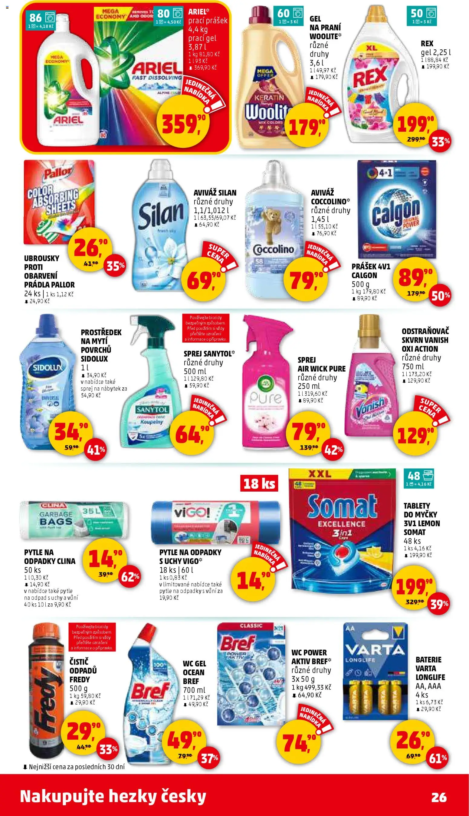 Penny Market leták - Čtvrtečník od 15.01.2026 | Strana: 26 | Produkty: Prací gel, Coccolino, Calgon, Sidolux