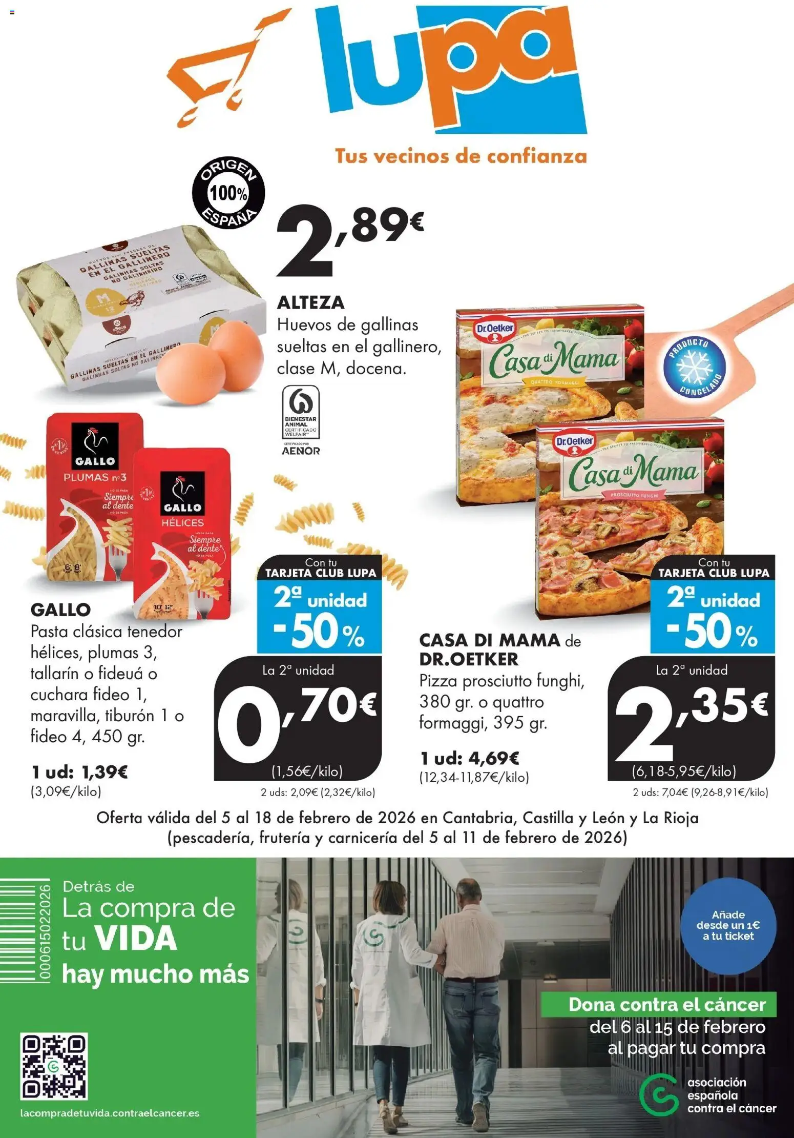 Lupa Supermercados - Tus vecinos de confianza │ válido desde el 04.02.2026 | Página: 1 | Productos: Huevos, Pizza, Pasta