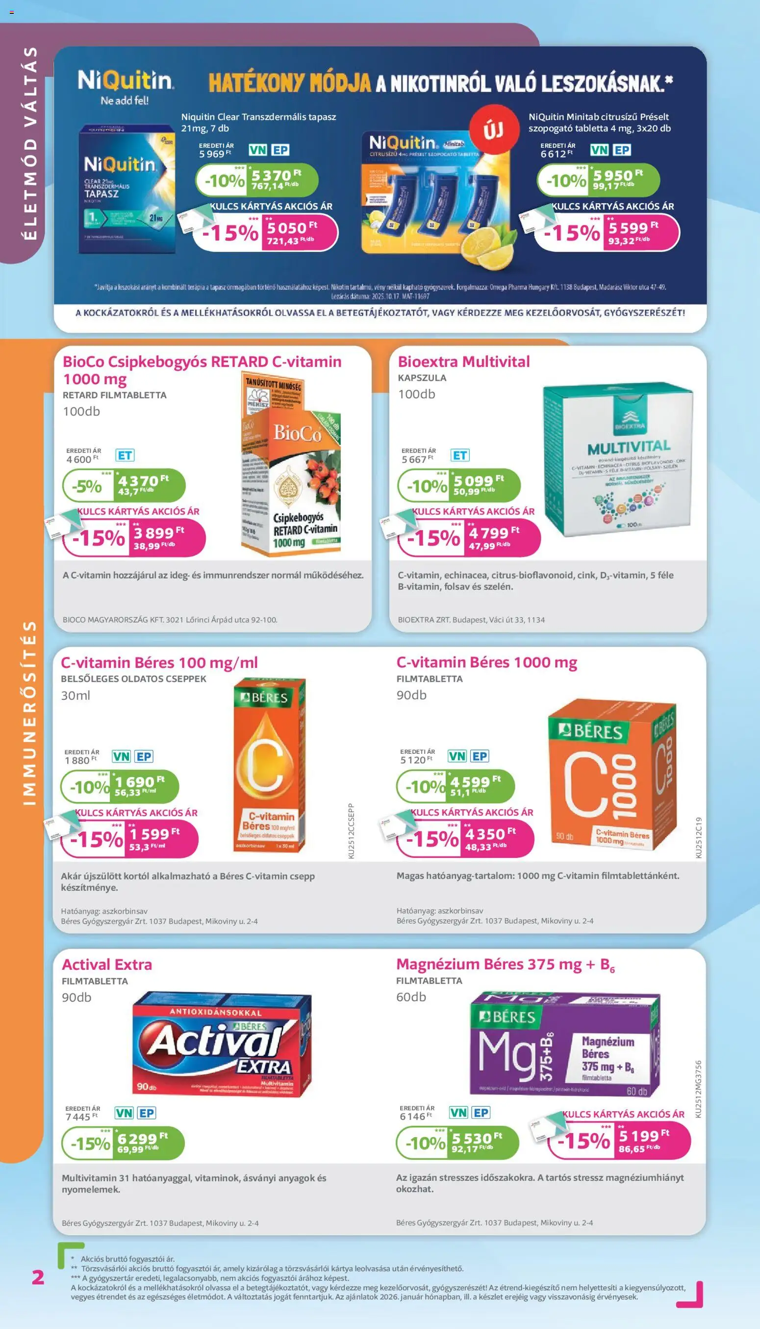 Kulcs Patika akciós ujság - amely érvényes a következő dátumtól: 01.01.2026 | Oldal: 2 | Termékek: Multivitamin