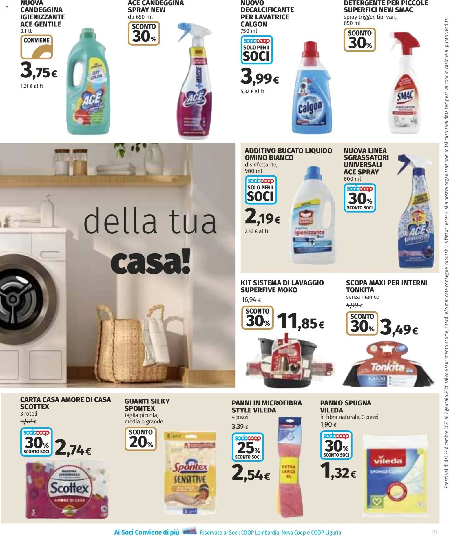 Volantino COOP del 22.12.2025 | Pagina: 27 | Prodotti: Detergente, Candeggina, Lavatrice, Data