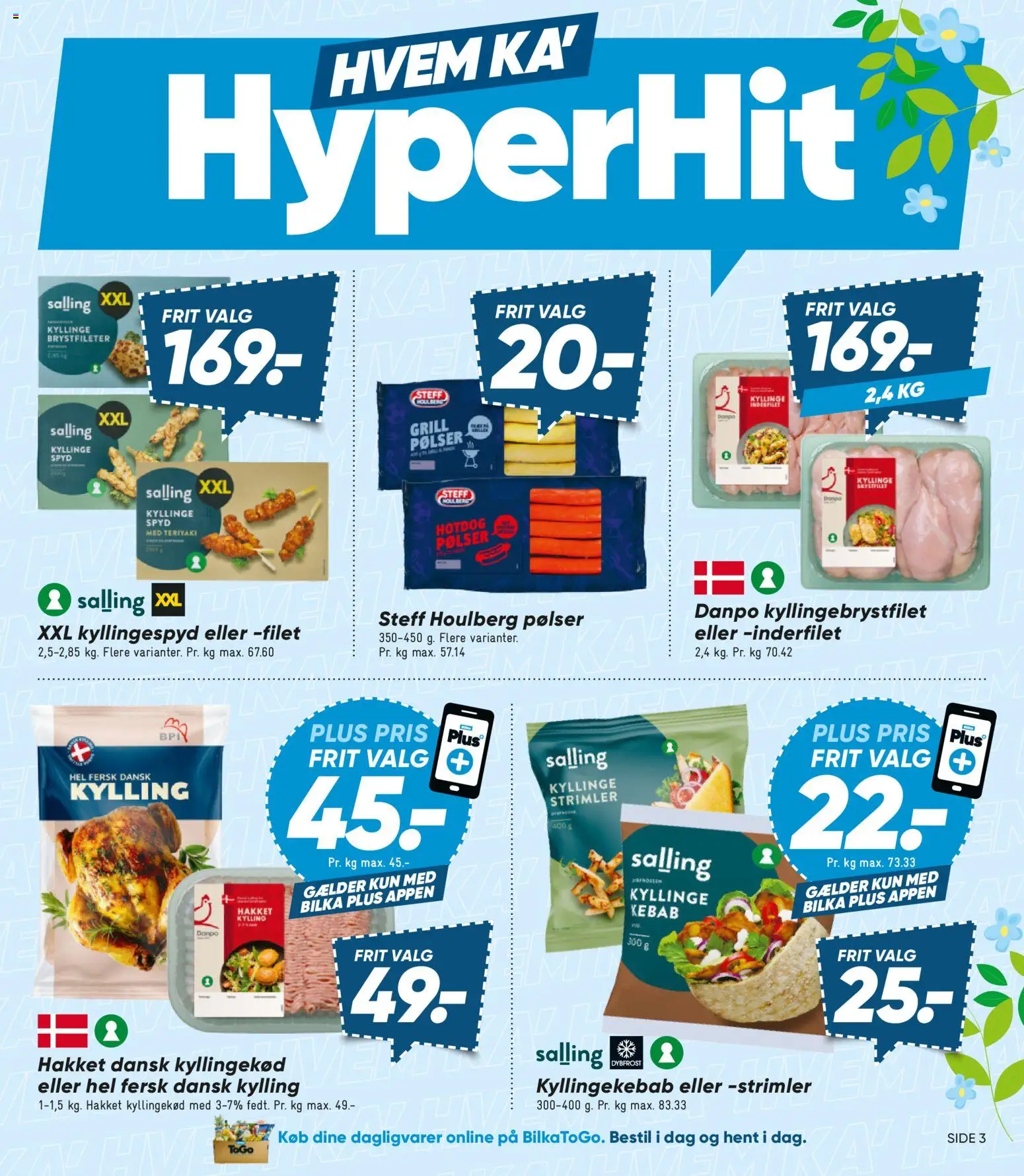 Bilka tilbudsavis – gyldig fra 17.04.2026 | Side: 3 | Produkter: Pølser, Kyllingekød, Kebab, Grill