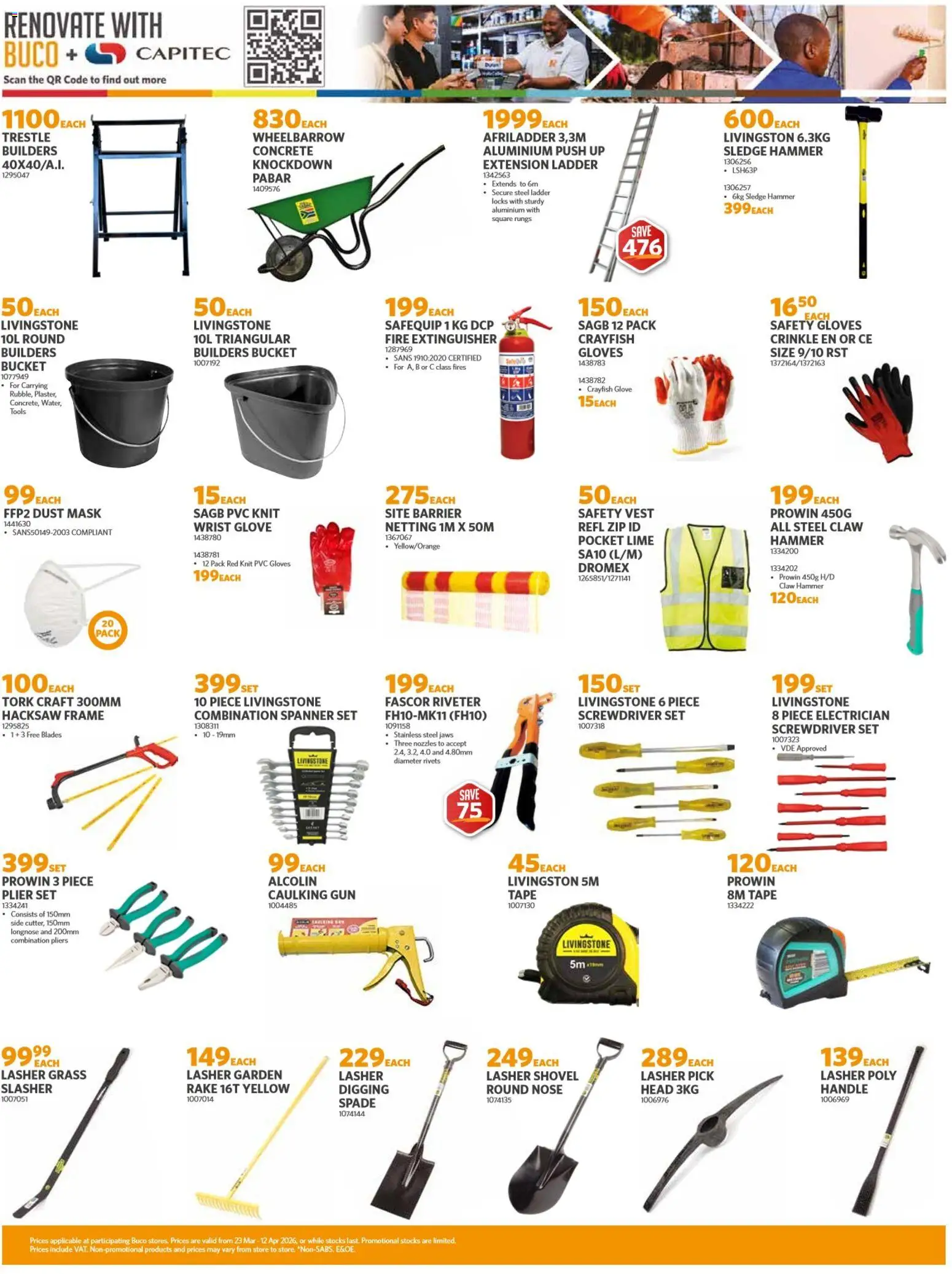 New BUCO catalogue – valid from 23.03.2026 | Page: 1 | Products: Vest, Combination pliers, Wheelbarrow, Hacksaw