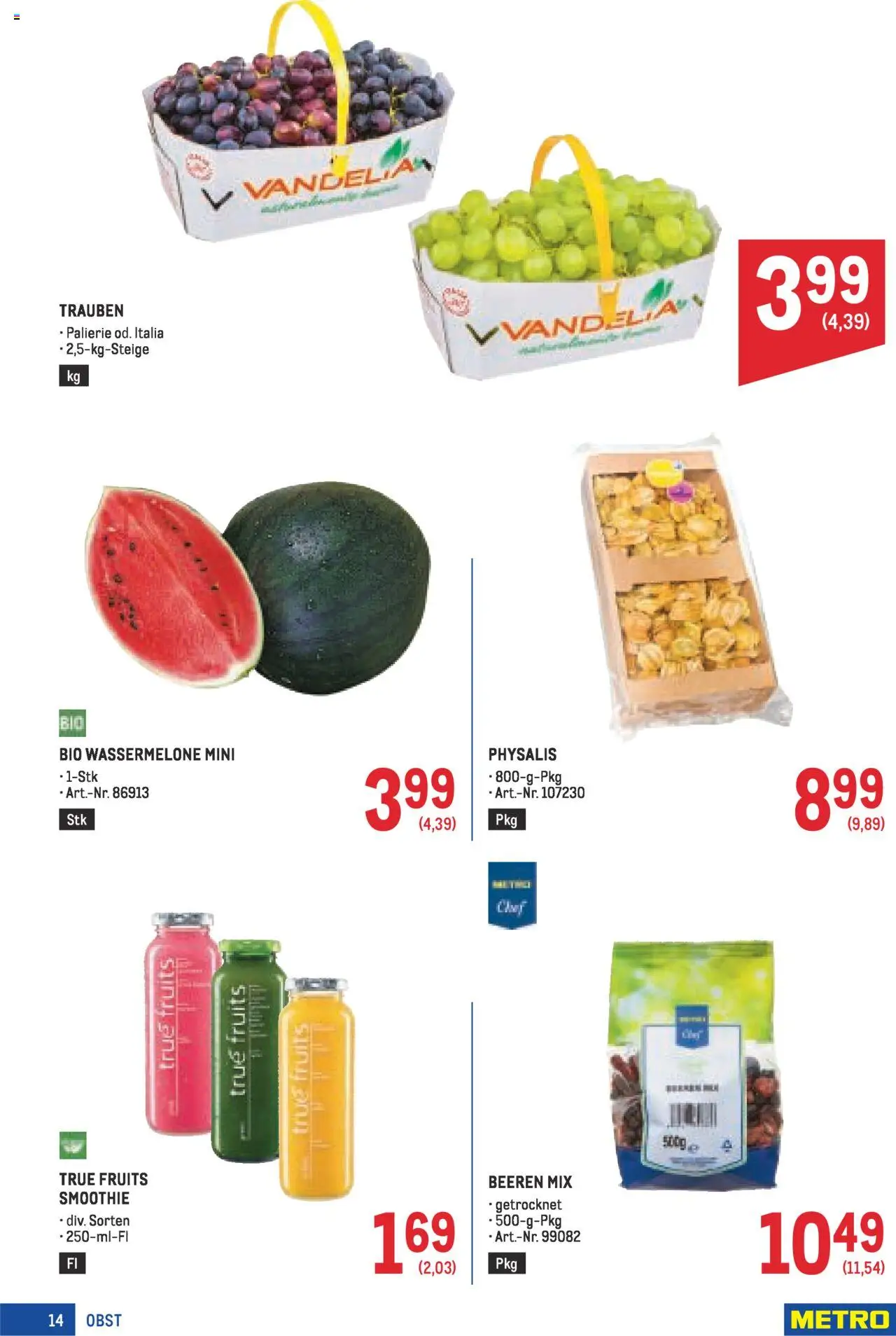 Metro Angebote Profi gültig ab 07.08.2025 | Seite: 14 | Produkte: Obst, Wassermelone