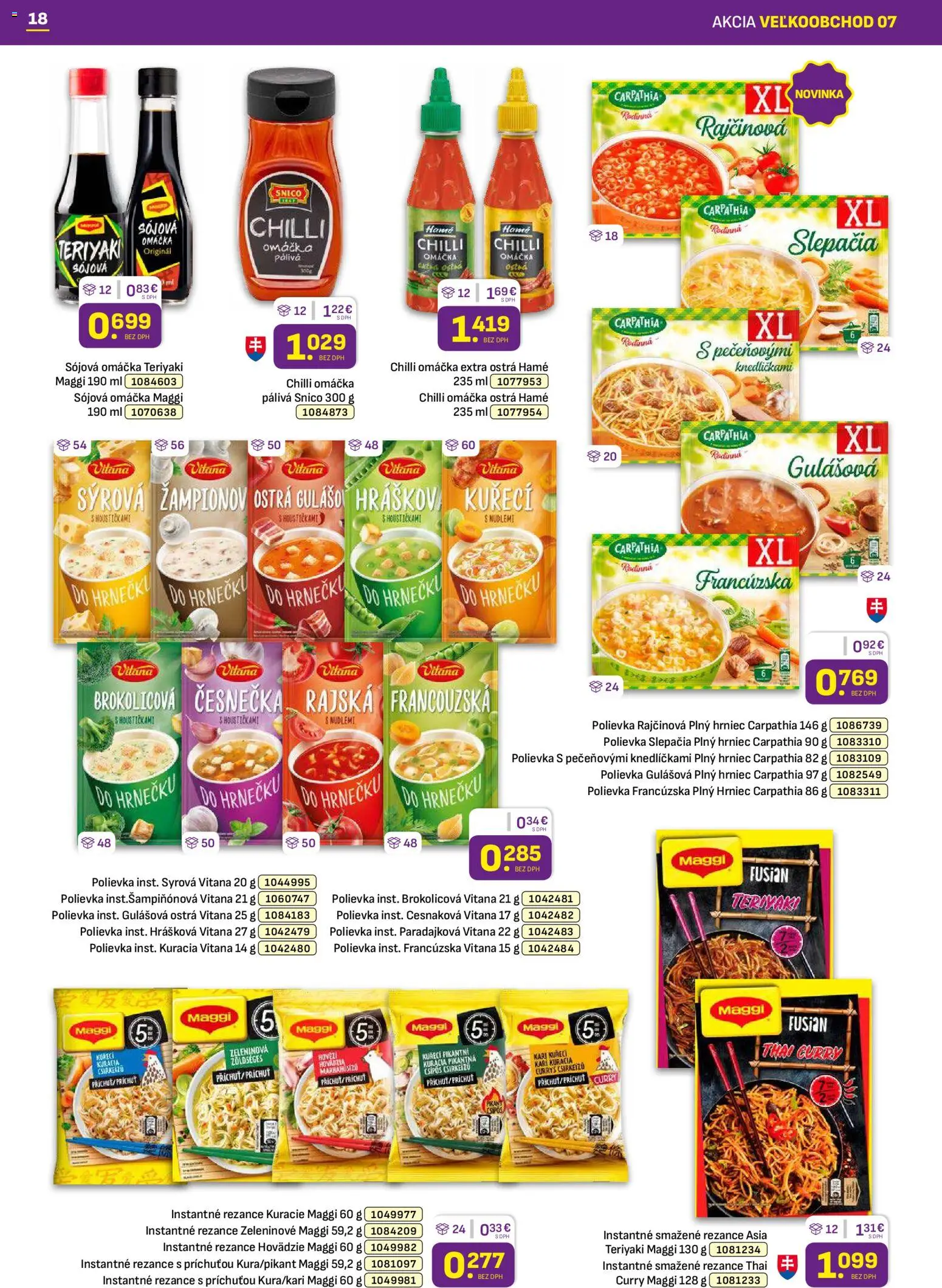 Nové Libex akcie – leták je platný od 07.04.2026 | Strana: 18 | Produkty: Chilli, Rezance, Omáčka