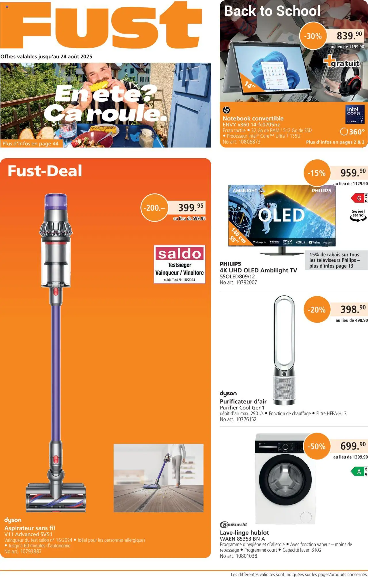Fust Aktionen FR ab 28.07.2025 | Seite: 1 | Produkte: Notebook, TV, Philips, Dyson