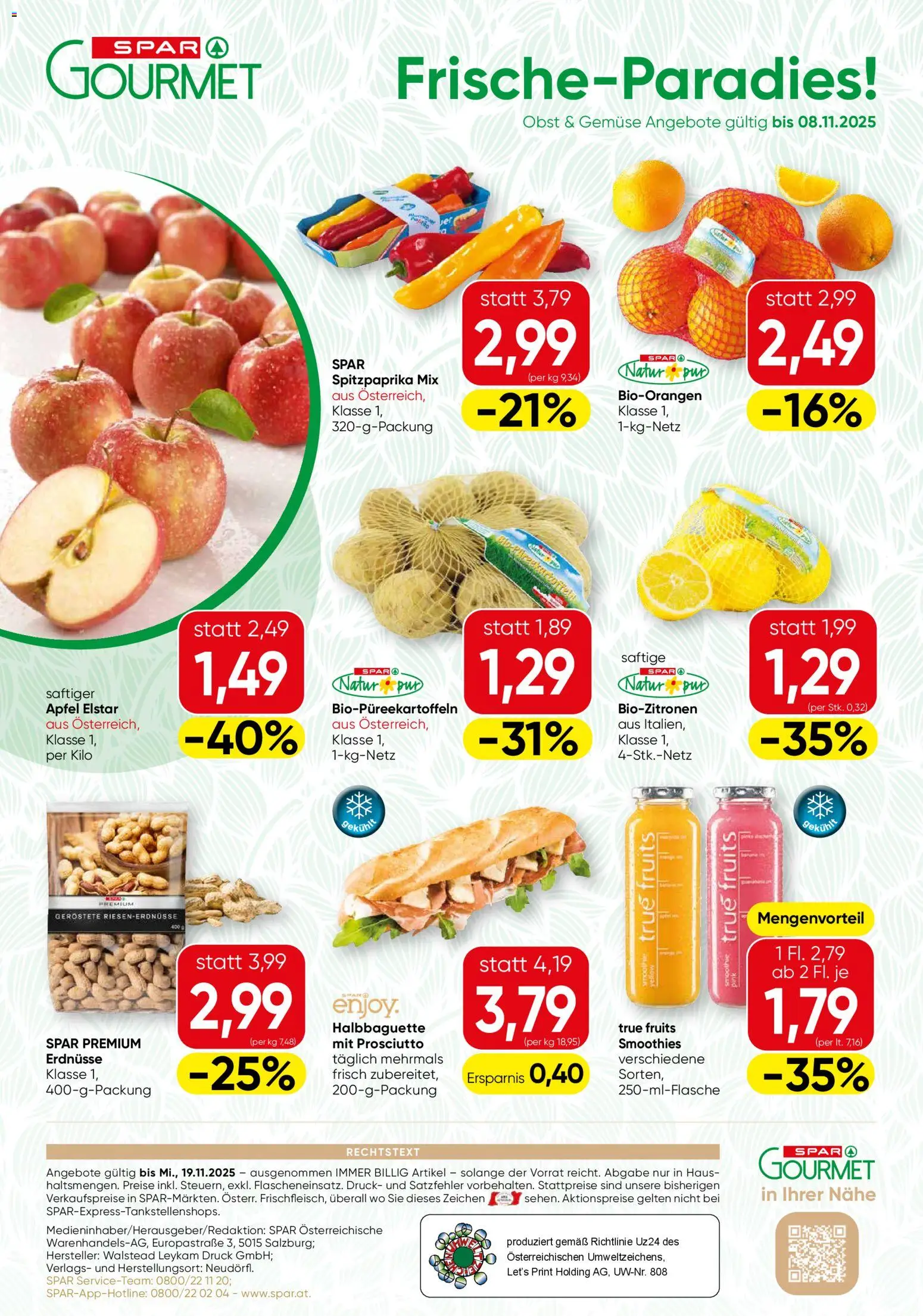 SPAR Gourmet Flugblatt Niederösterreich gültig ab 06.11.2025 | Seite: 12 | Produkte: Gemüse, Obst, Папионка, Äpfel
