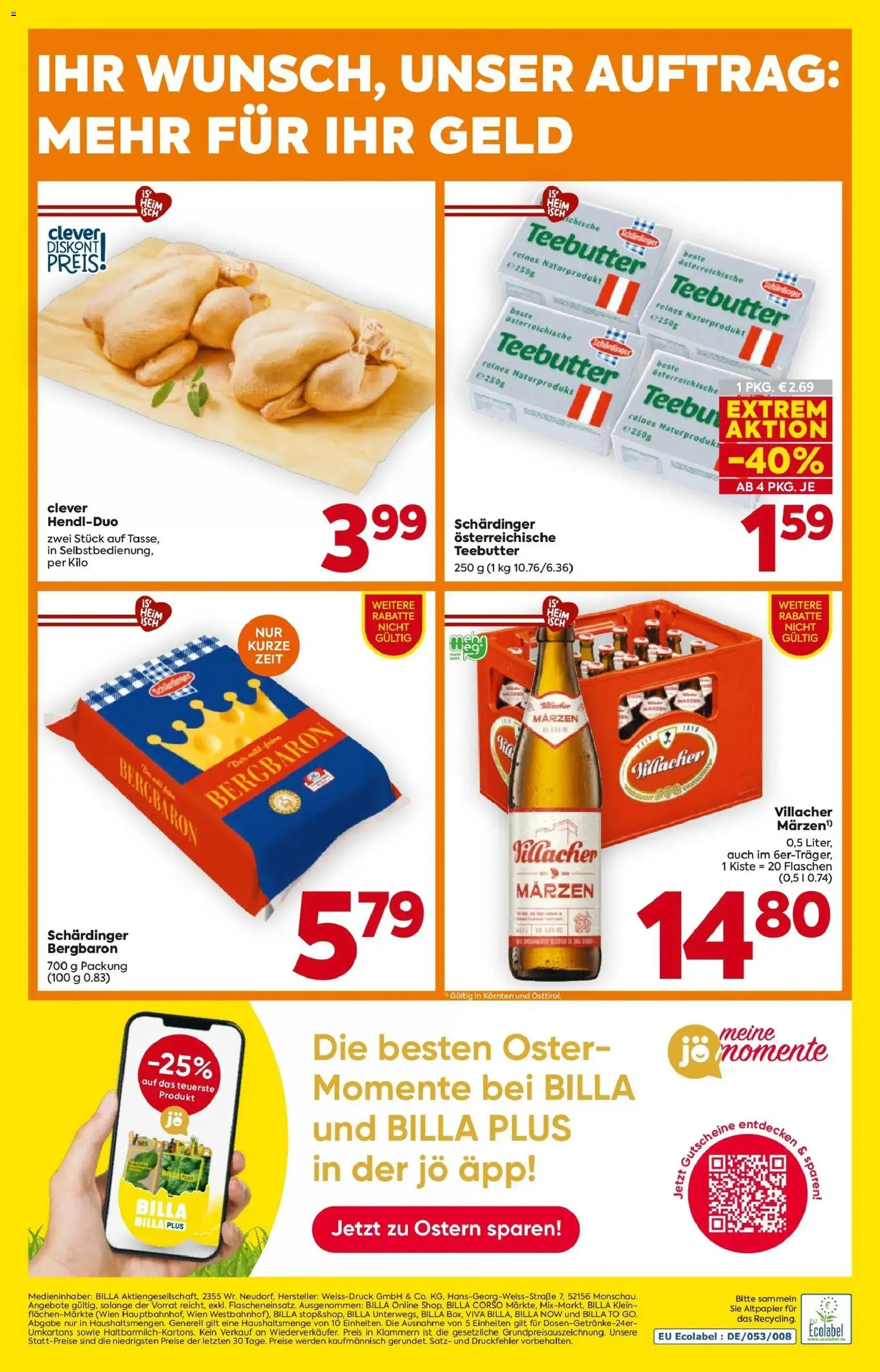Billa Flugblatt - Maria Rain, Patergassen, Villach gültig ab 19.03.2026 | Seite: 20