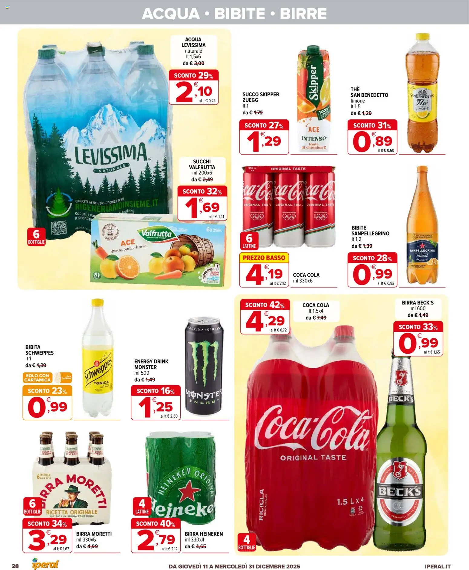 Volantino Iperal del 11.12.2025 | Pagina: 28 | Prodotti: Succo, Acqua, Bibite, Bibita
