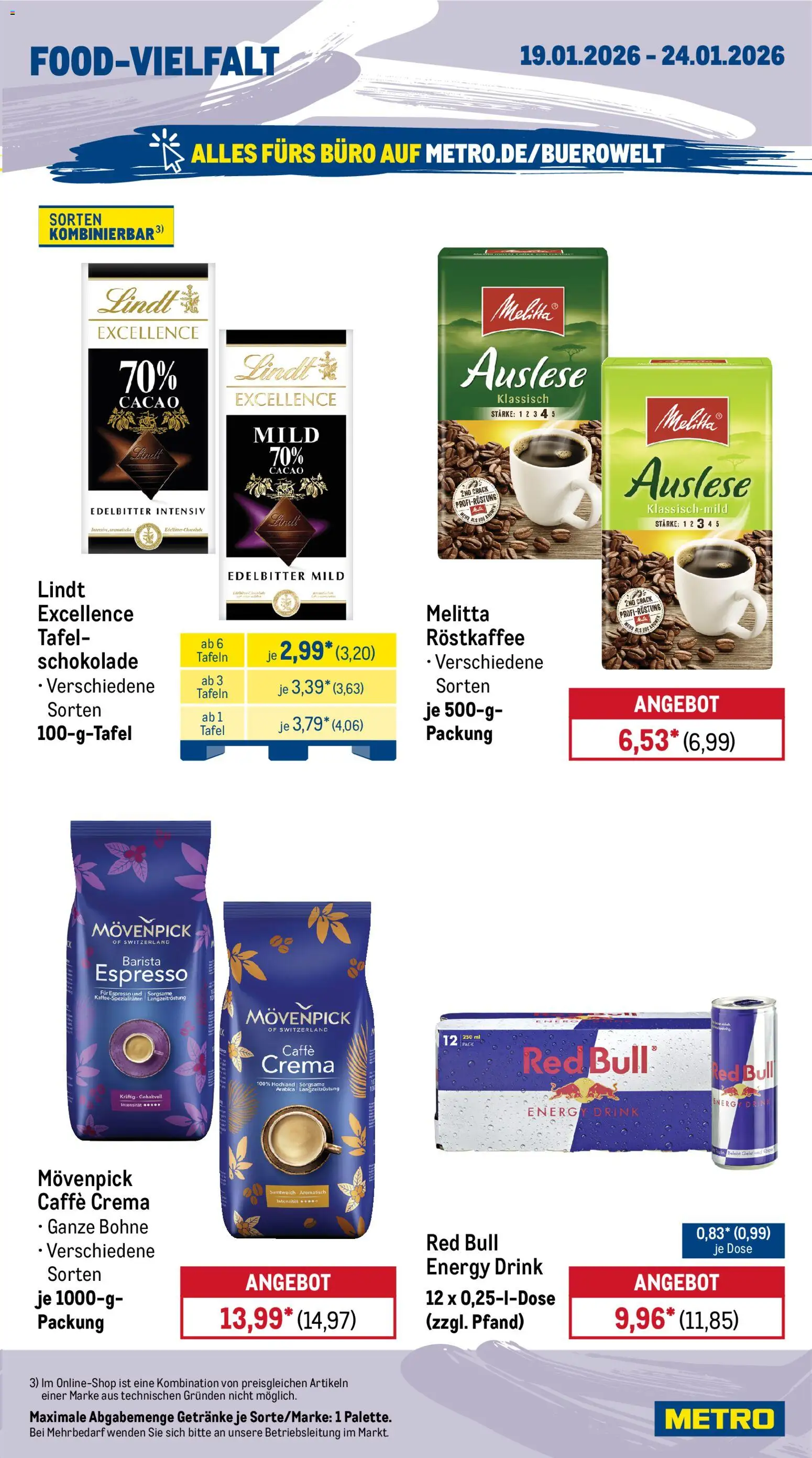 Metro Prospekt 	 – gültig ab 19.01.2026 | Seite: 15 | Produkte: Melitta, Red bull, Energy, Schokolade