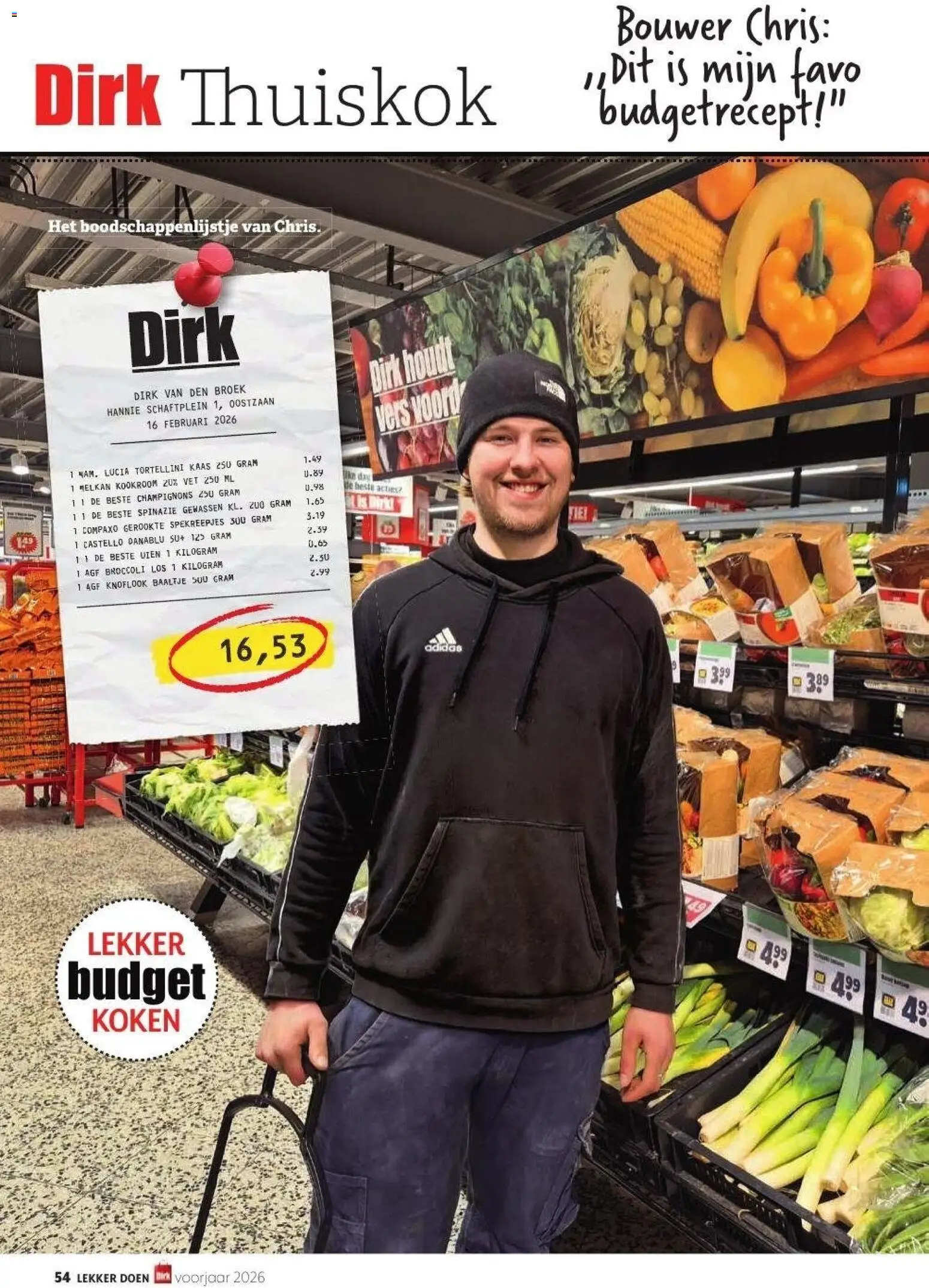 {H1} | Pagina: 54 | Producten: Broek, Kaas, Broccoli, Knoflook