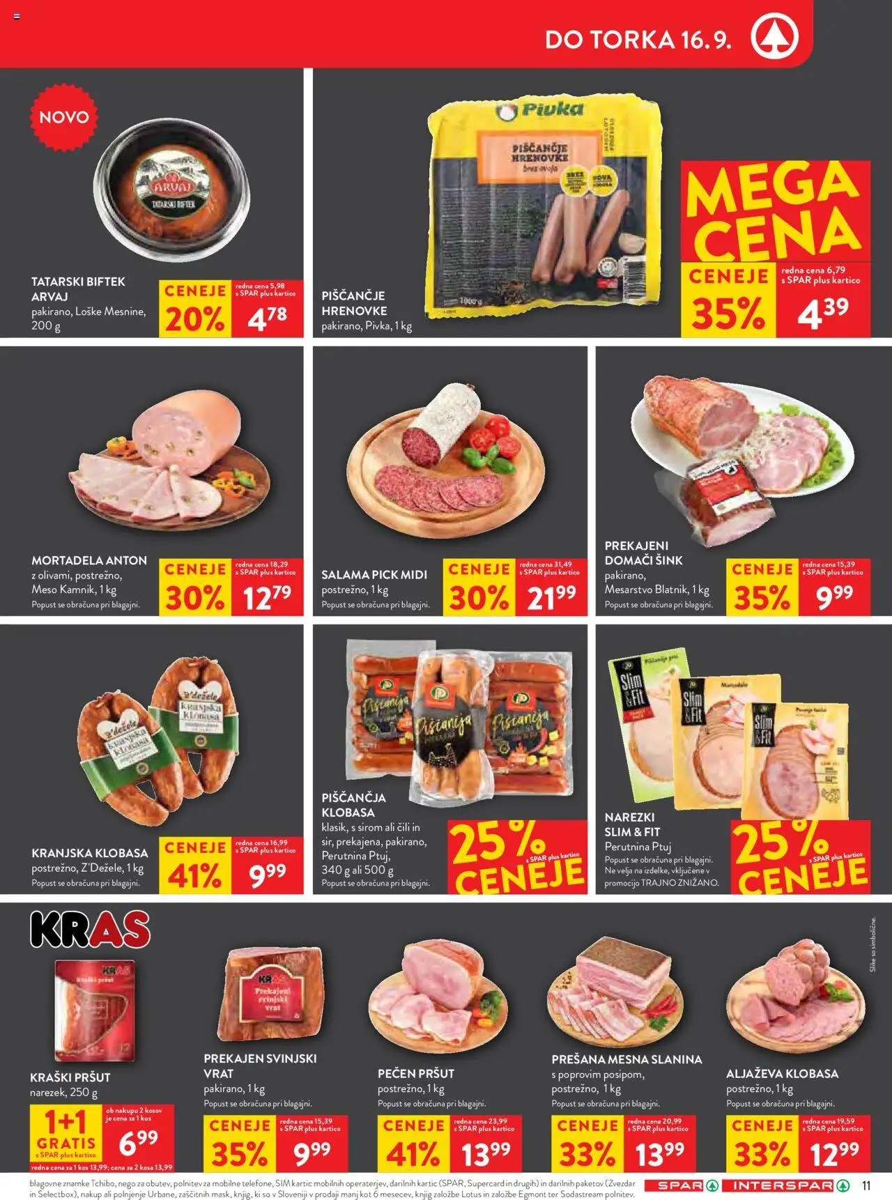 Novi Spar katalog ponudbe – veljaven od 10.09.2025 | Stran: 11 | Izdelki: Hrenovke, Kos, Salama, Cili