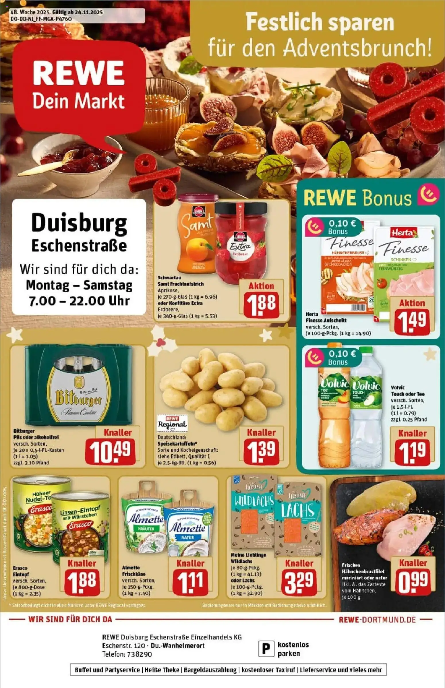Rewe prospekt Duisburg	 – gültig ab 23.11.2025 | Seite: 1 | Produkte: Almette, Theke, Schwartau samt, Frischkase