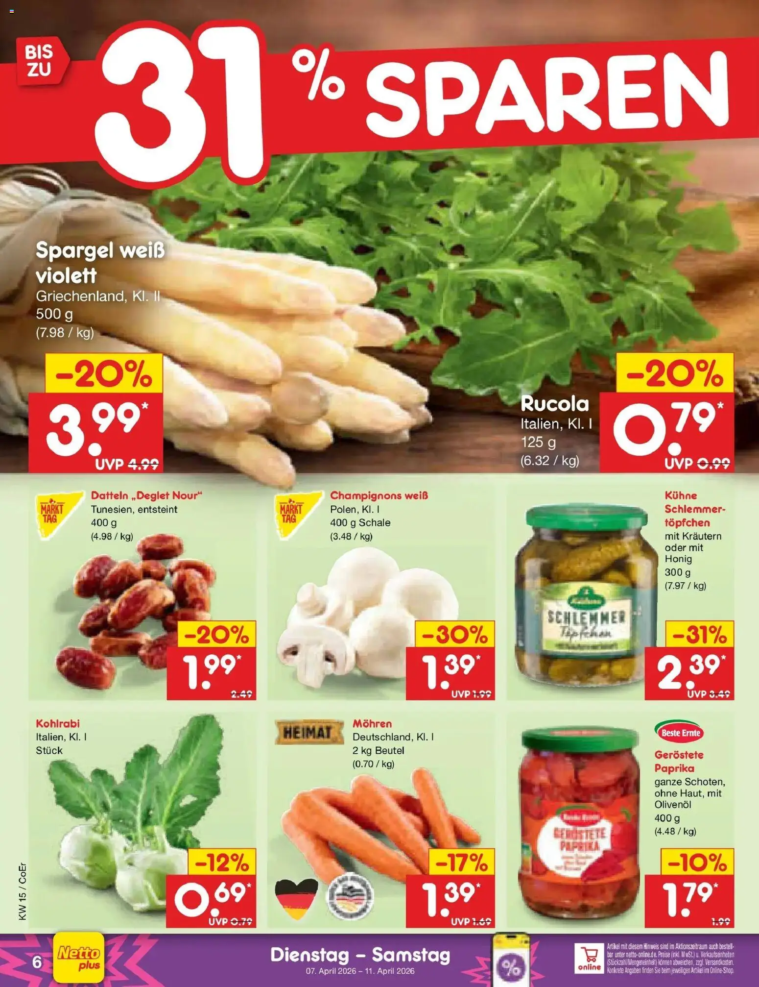 Netto Marken-Discount Prospekt Nordhausen	 – gültig ab 07.04.2026 | Seite: 8 | Produkte: Olivenol, Mohren, Champignons, Paprika