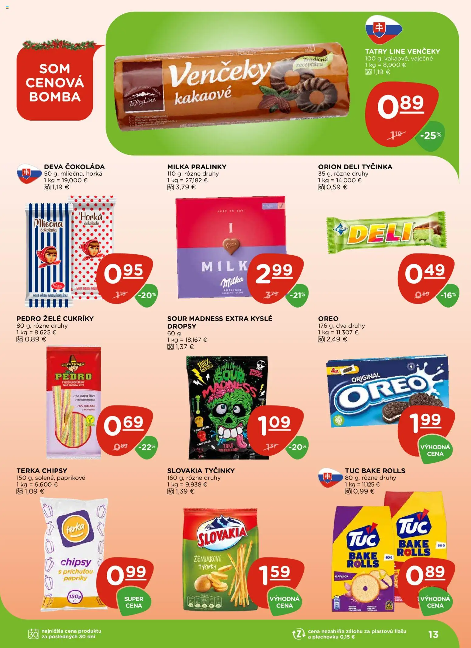 Nové Terno akcie – leták je platný od 18.12.2025 | Strana: 13 | Produkty: Čokoláda, Cukríky, Chipsy, Milka