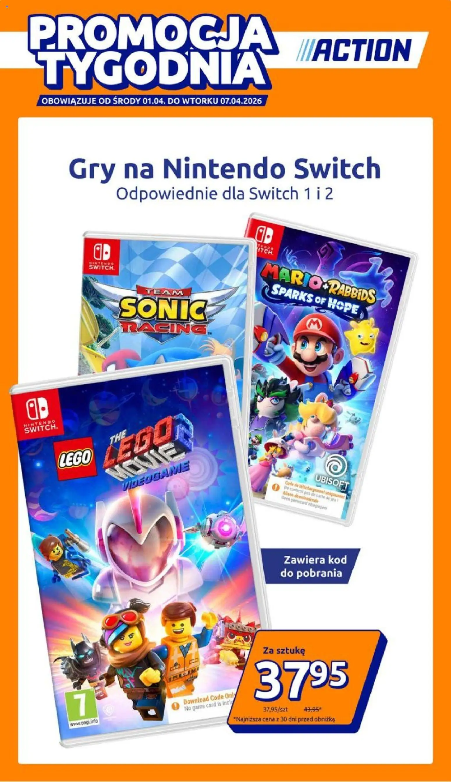 Action gazetka od 01.04.2026 | Strona: 1 | Produkty: Lego, Gry