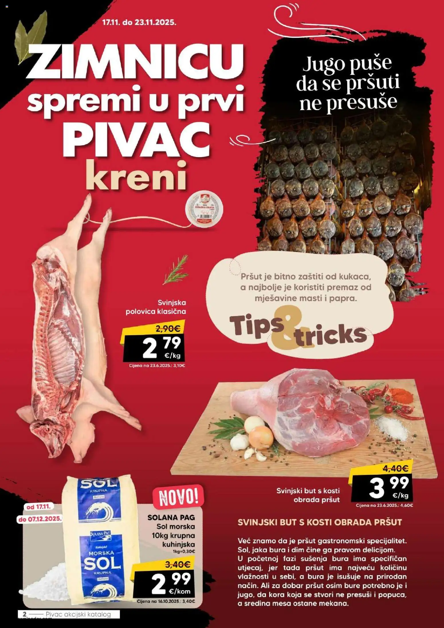 Pivac katalog | vrijedi od 17.11.2025 | Stranica: 2 | Proizvodi: Svinjski but, Pršut, Sol