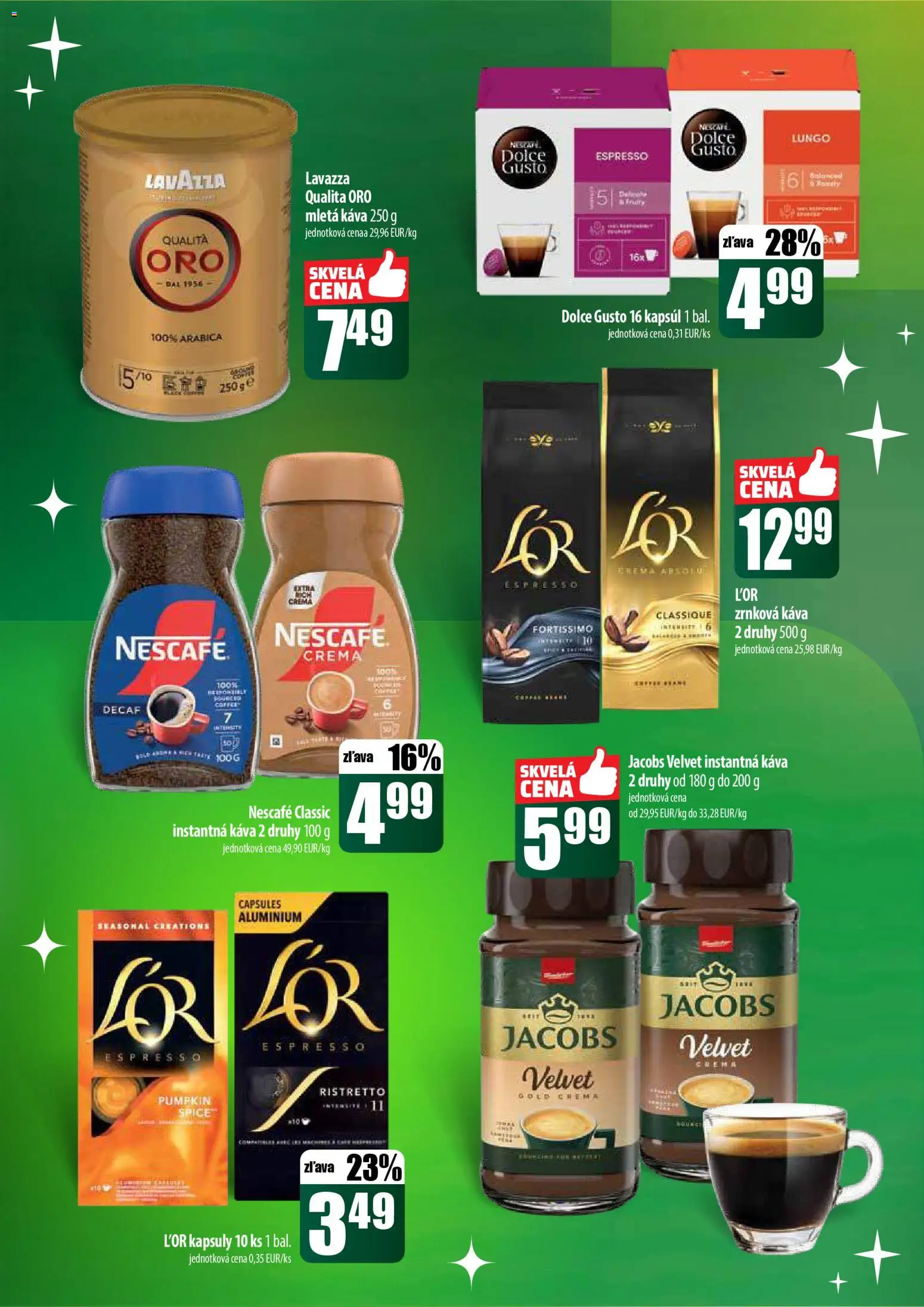 Nové COOP Jednota akcie – leták je platný od 18.12.2025 | Strana: 47 | Produkty: Dolce Gusto, Jacobs Velvet, Káva, Nescafé Classic