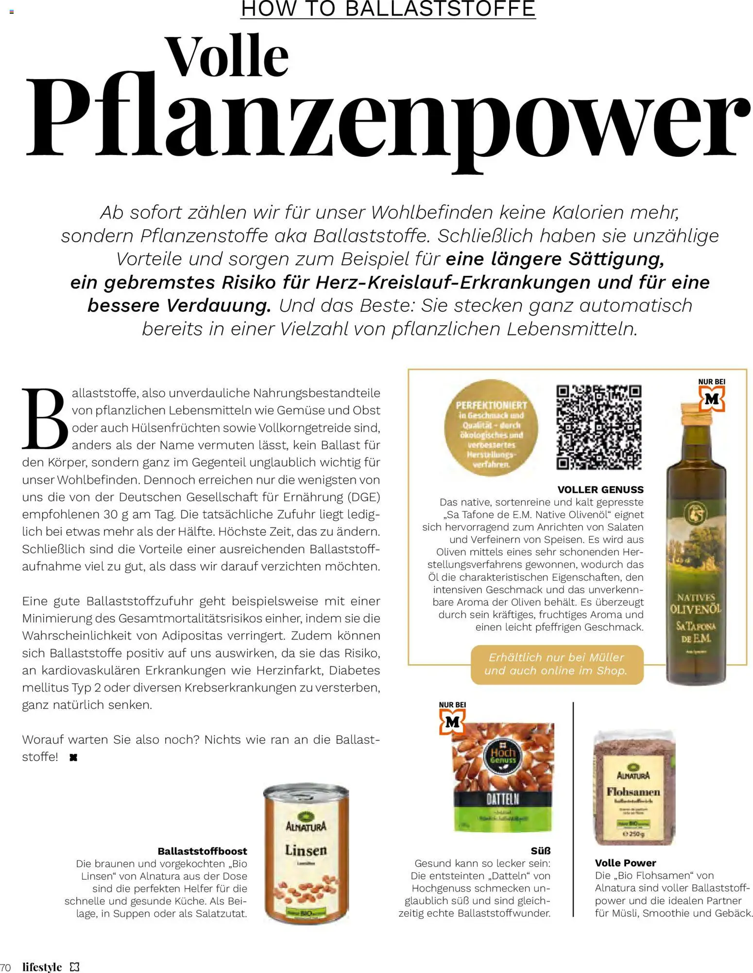 Müller Magazine Lifestyle 2/26 gültig ab 01.03.2026 | Seite: 70 | Produkte: Gemüse, Obst, Szeder, Öl