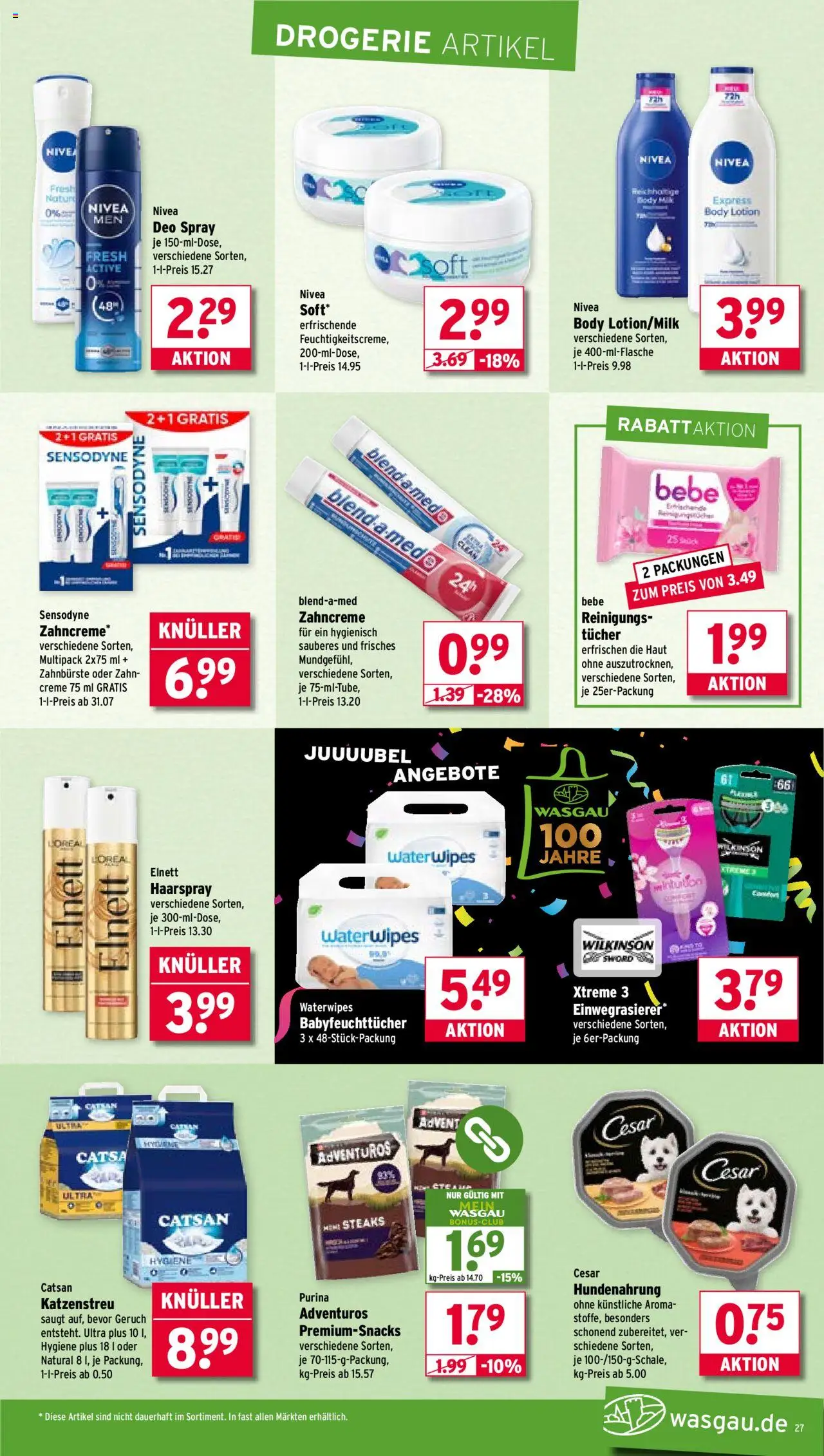 Wasgau Prospekt 	 – gültig ab 08.09.2025 | Seite: 27 | Produkte: Catsan, Haarspray, Body Lotion, Body Milk