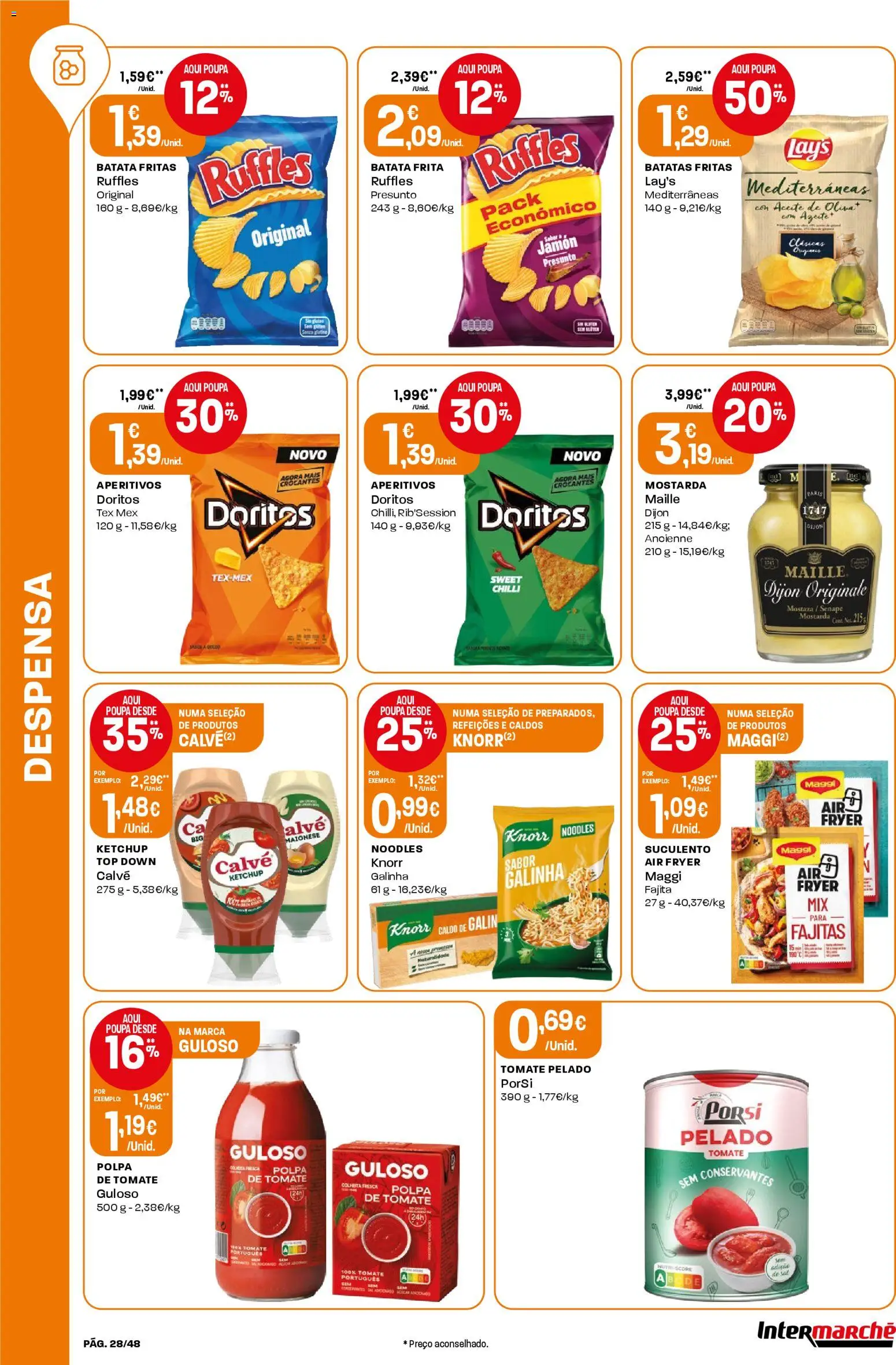 Intermarché folheto │ válido de 11.12.2025 | Página: 28 | Produtos: Azeite, Air fryer, Maionese, Tomate
