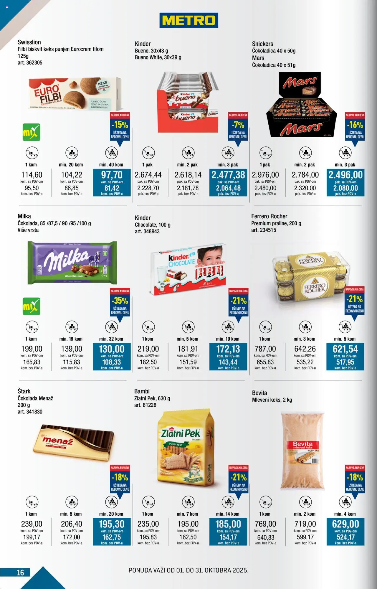 Metro katalog - važi od 01.10.2025 | Strana: 16 | Proizvode: Mleveni keks, Milka, Keks, Eurocrem